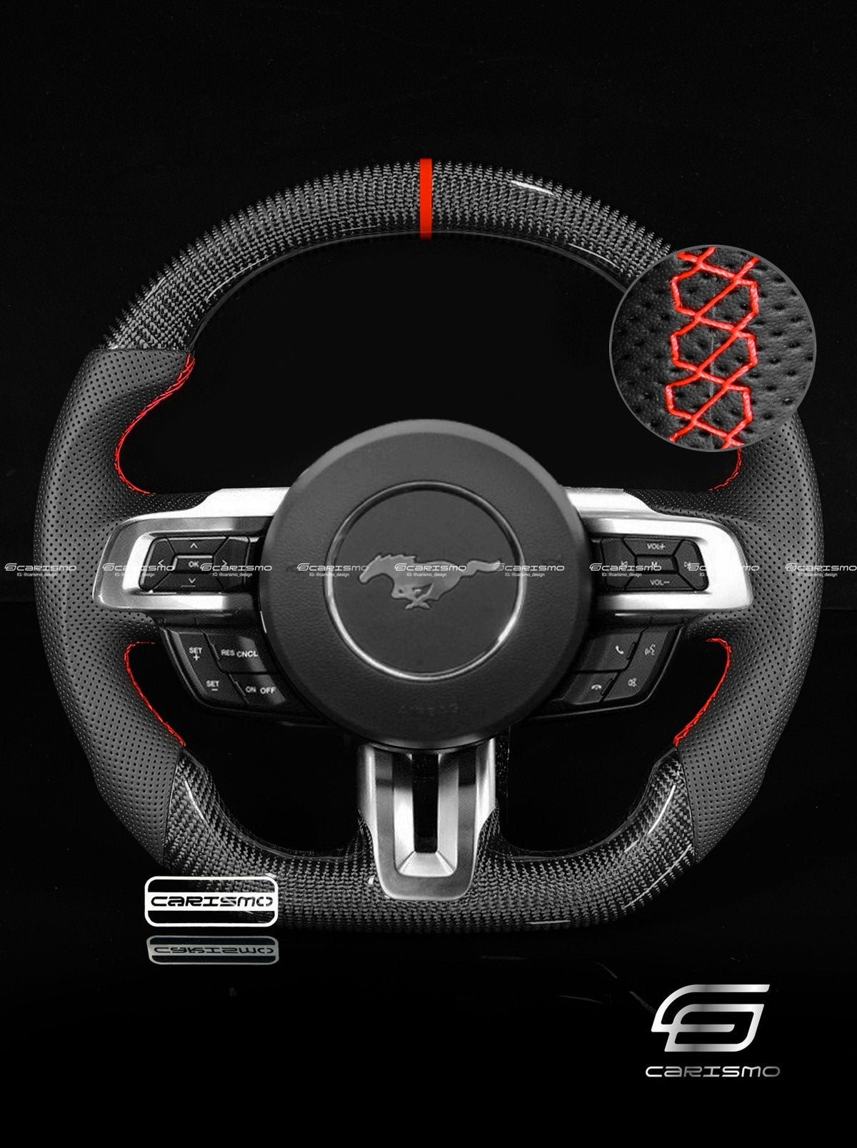 Carismo Steering Wheel For Ford Mustang (S550 Pre-2018) - Sport - Gloss Carbon - Perforated Leather