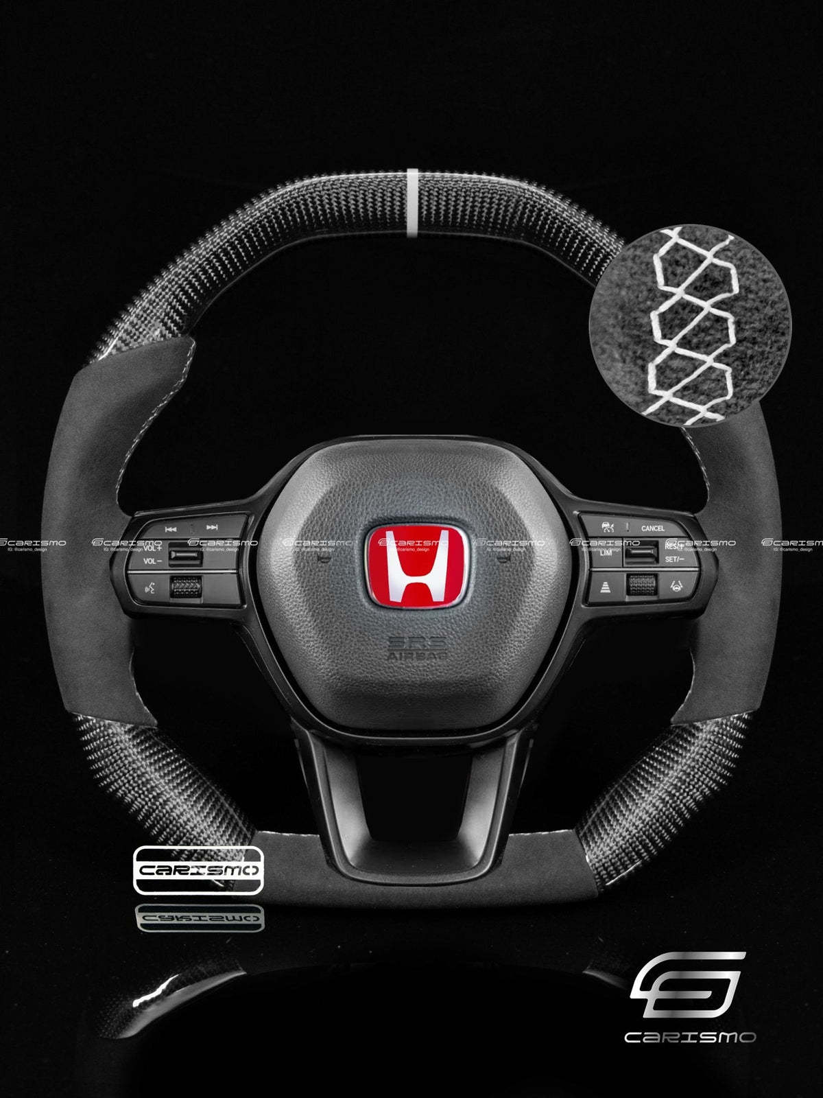 Carismo Steering Wheel For Honda Civic (FE) / Type R (FL5) - Signature - Gloss Carbon - Alcantara