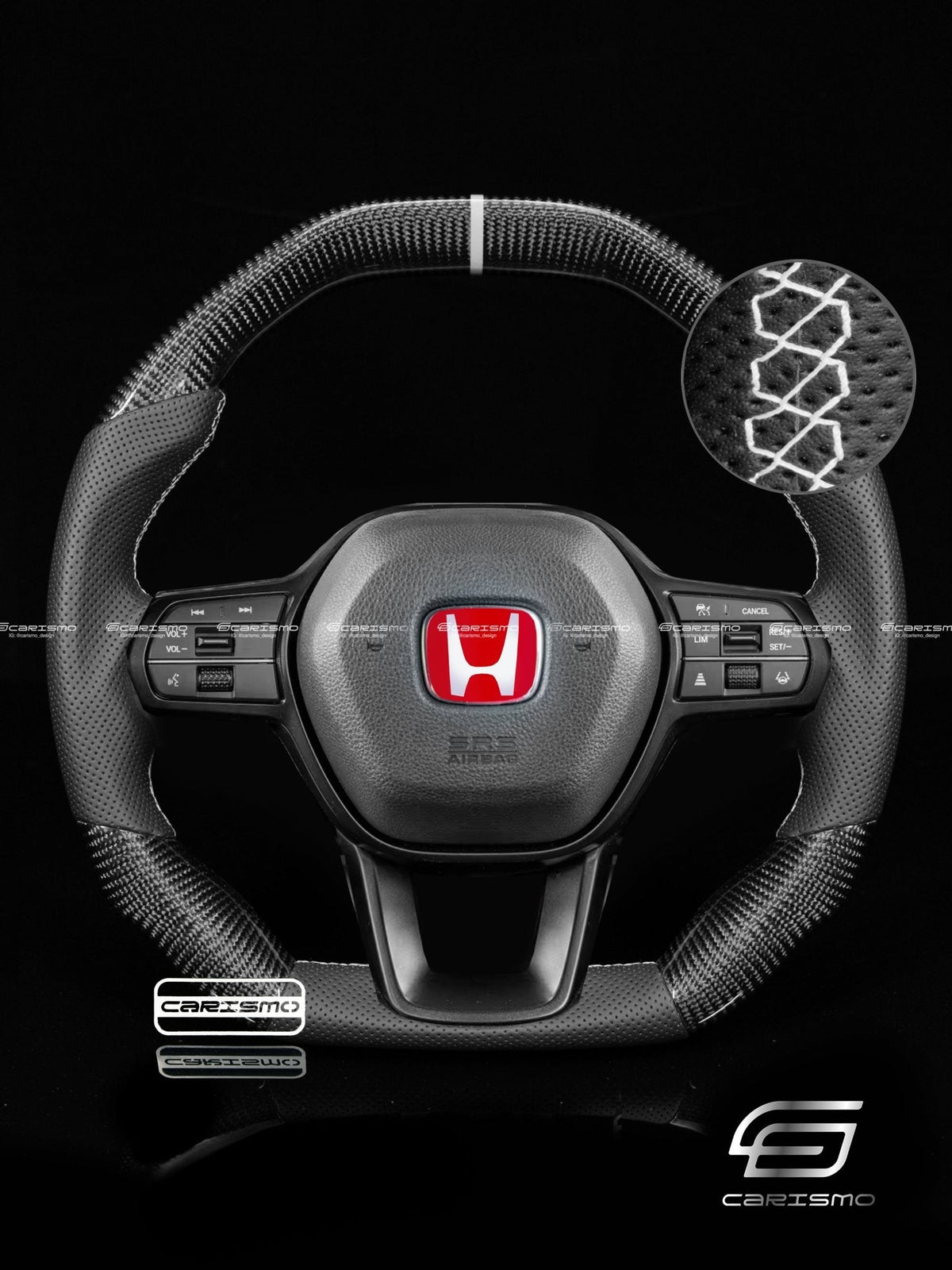 Carismo Steering Wheel For Honda Civic (FE) / Type R (FL5) - Signature - Gloss Carbon - Perforated Leather