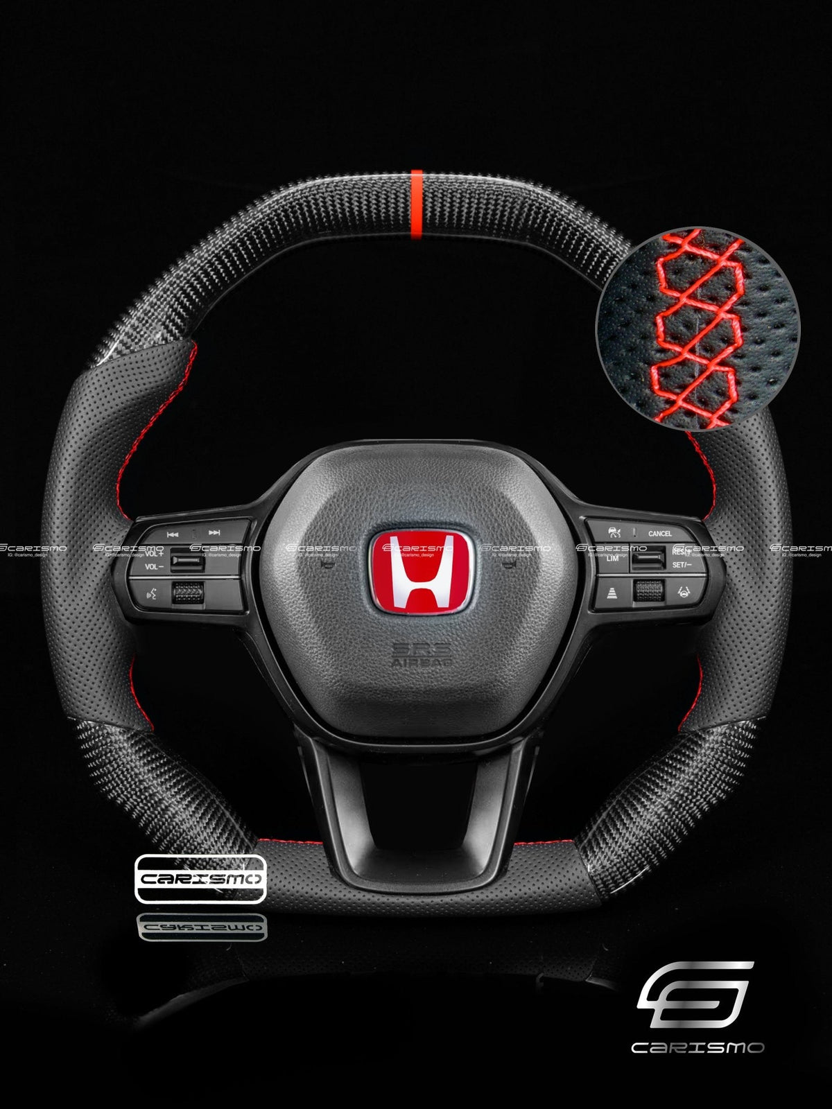 Carismo Steering Wheel For Honda Civic (FE) / Type R (FL5) - Signature - Gloss Carbon - Perforated Leather