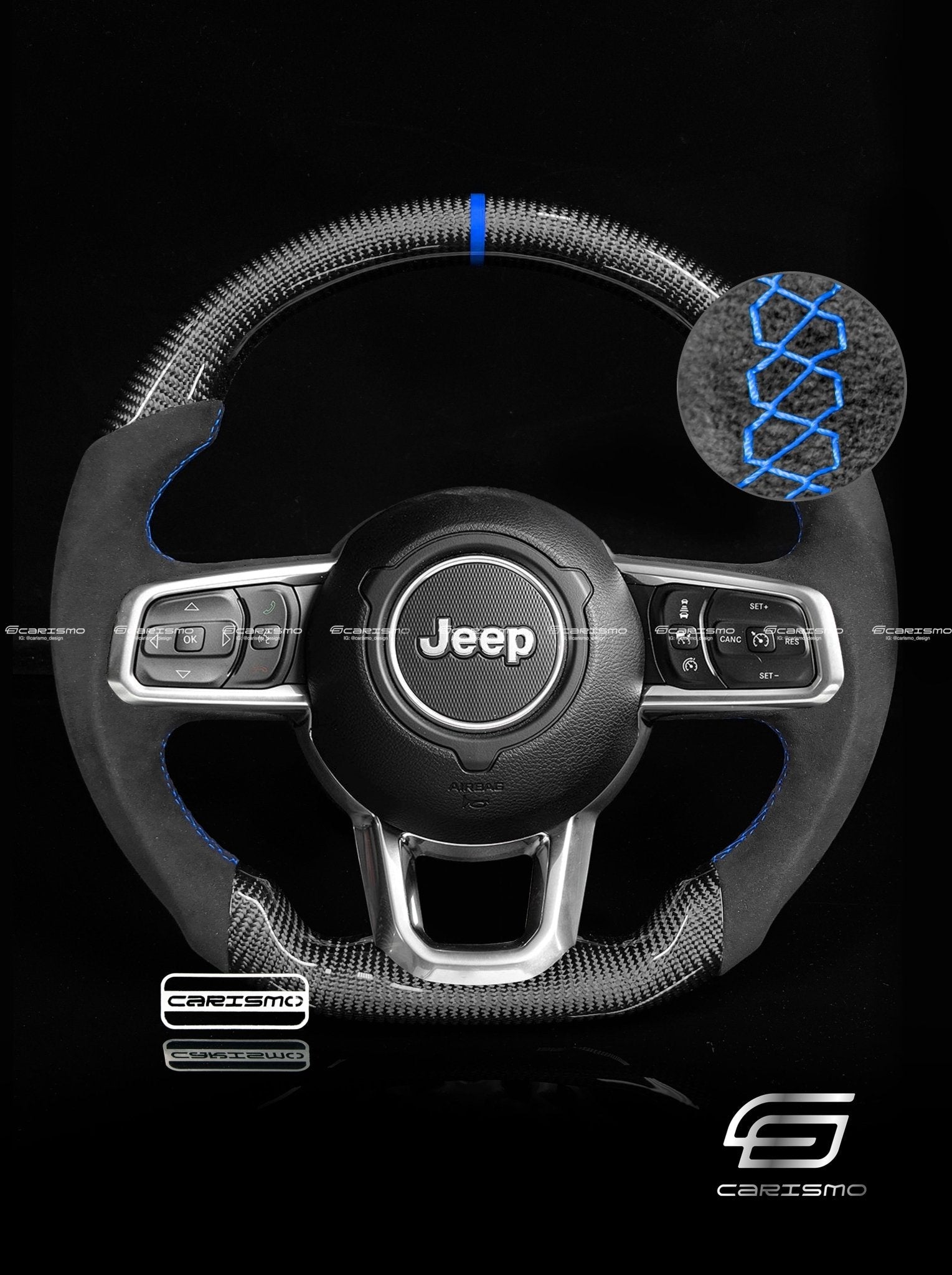 Carismo Steering Wheel For Jeep Wrangler (JL) - Sport - Gloss Carbon - Alcantara