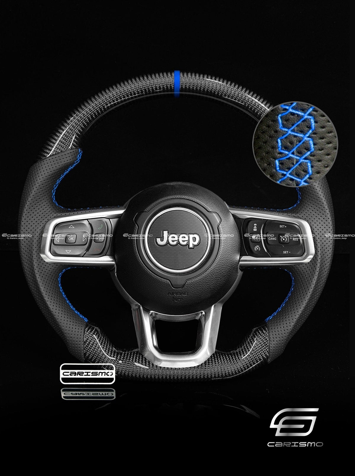 Carismo Steering Wheel For Jeep Wrangler (JL) - Sport - Gloss Carbon - Perforated Leather