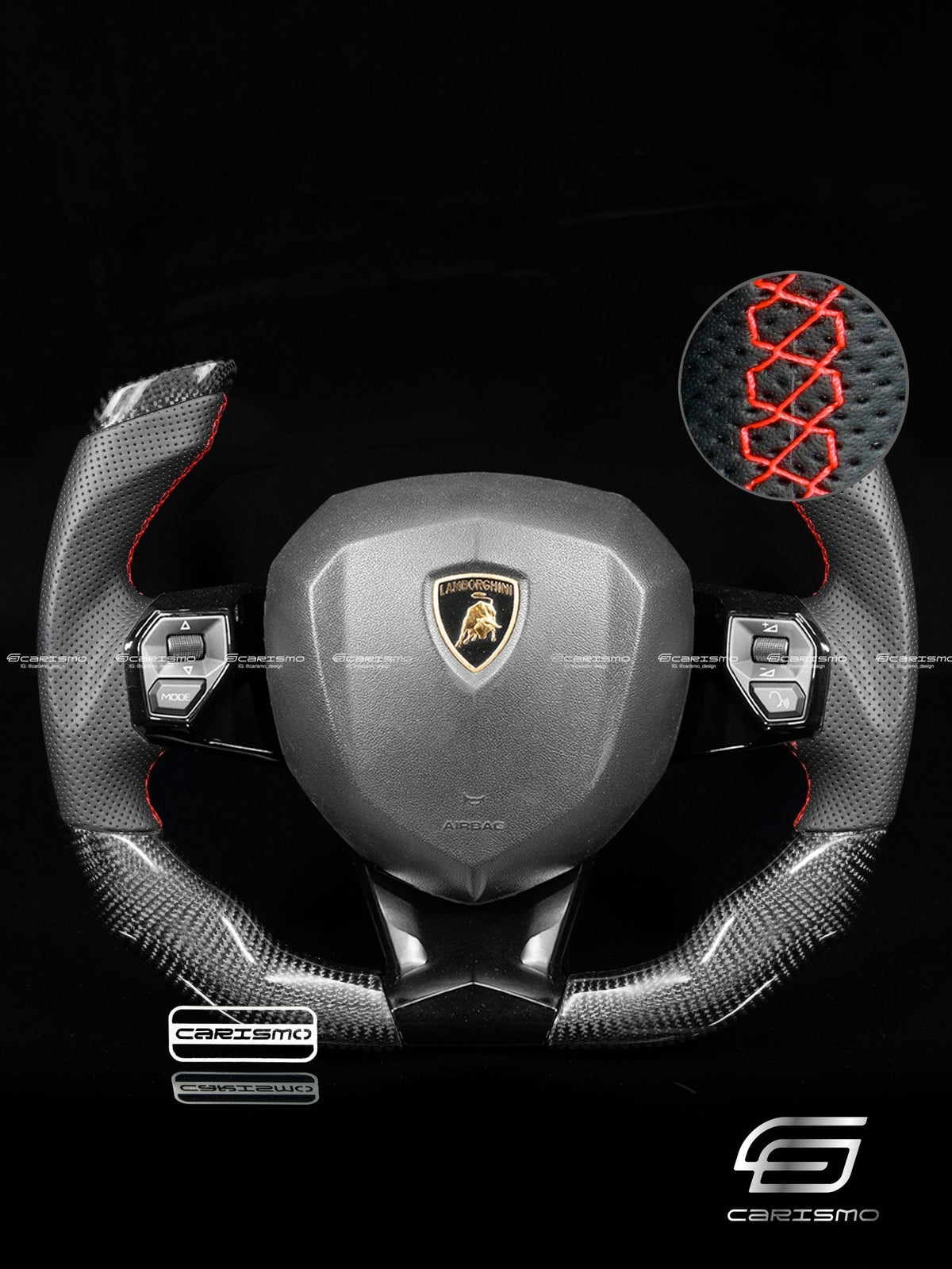 Carismo Steering Wheel For Lamborghini Aventador - F1 Competition - Gloss Carbon - Perforated Leather
