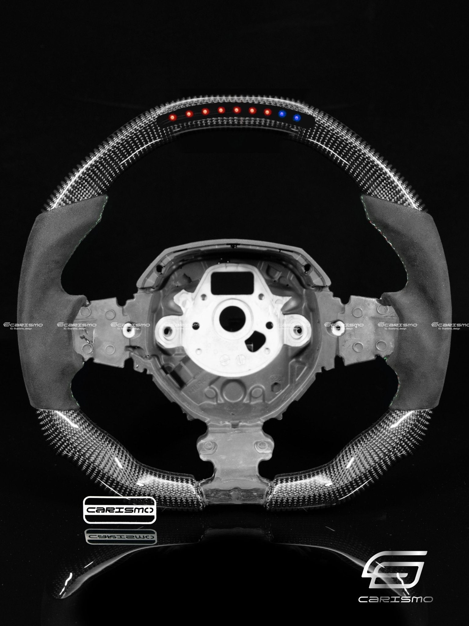 Carismo Steering Wheel For Lamborghini Aventador - Sequential RPM LED - Gloss Carbon - Alcantara