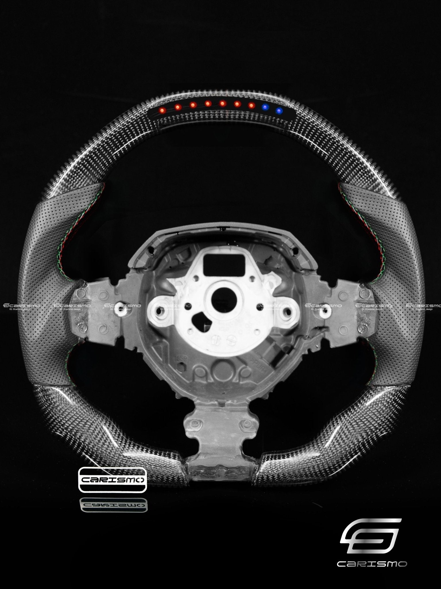 Carismo Steering Wheel For Lamborghini Aventador - Sequential RPM LED - Gloss Carbon - Perforated Leather