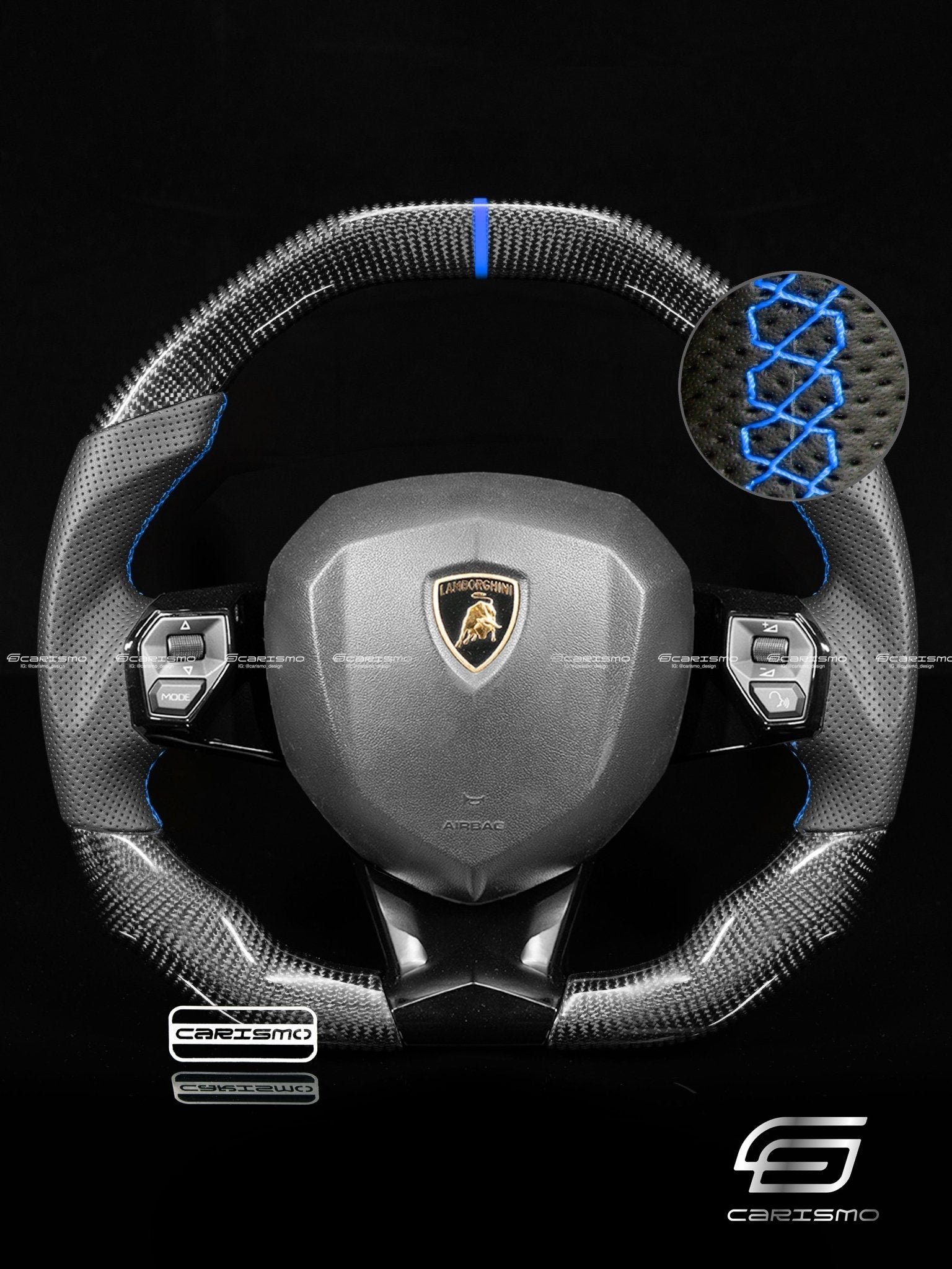 Carismo Steering Wheel For Lamborghini Aventador - Signature - Gloss Carbon - Perforated Leather