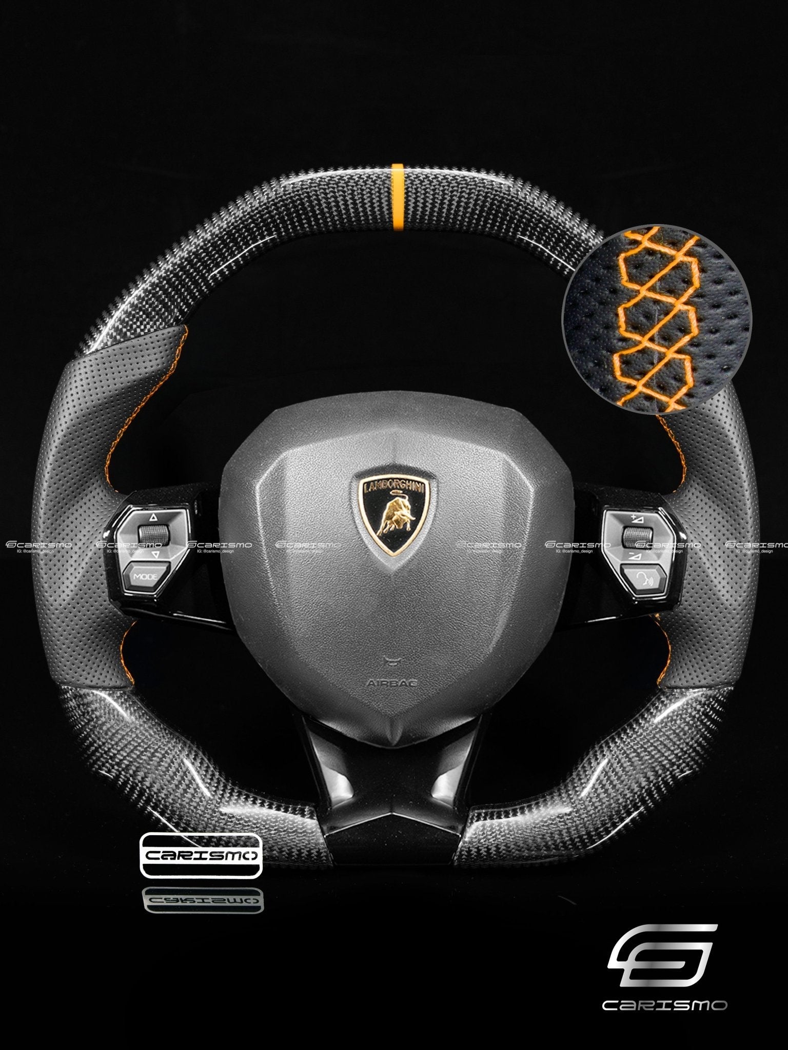 Carismo Steering Wheel For Lamborghini Aventador - Signature - Gloss Carbon - Perforated Leather