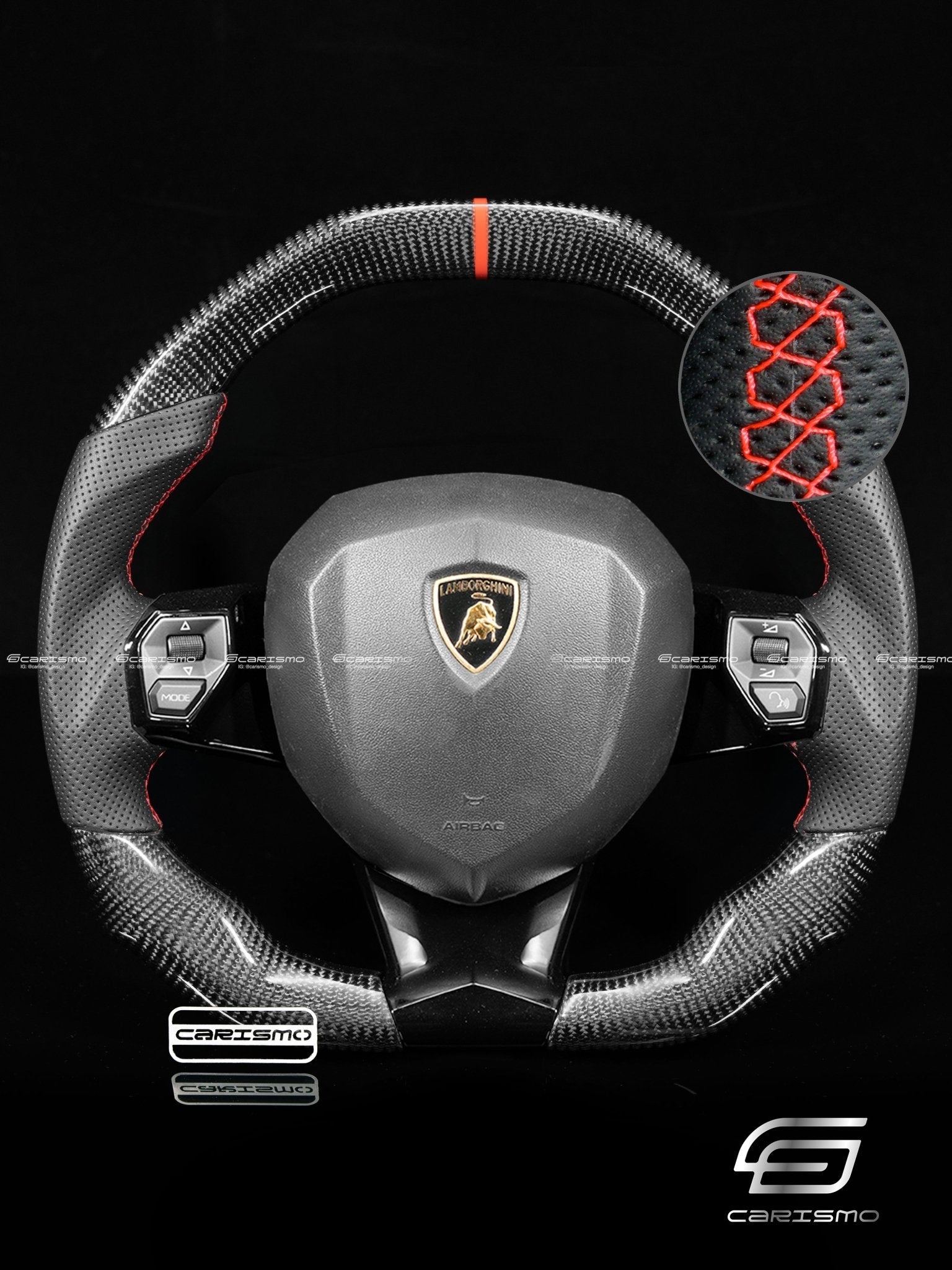 Carismo Steering Wheel For Lamborghini Aventador - Signature - Gloss Carbon - Perforated Leather