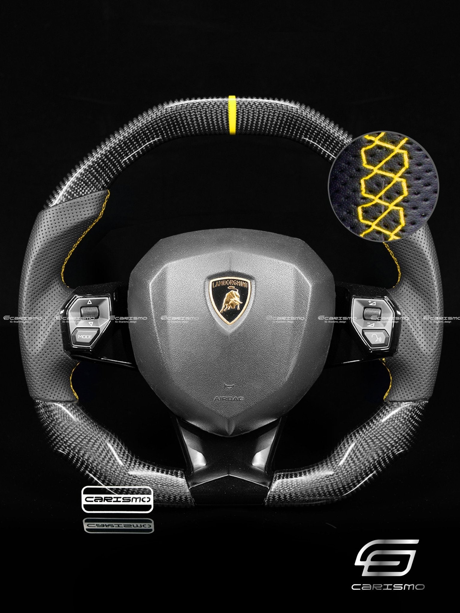 Carismo Steering Wheel For Lamborghini Aventador - Signature - Gloss Carbon - Perforated Leather