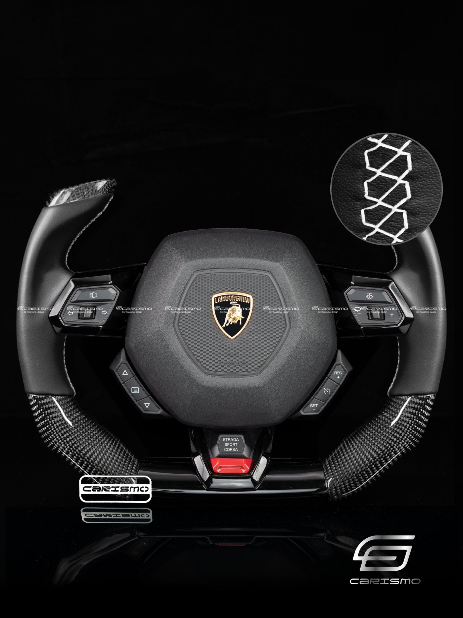 Carismo Steering Wheel For Lamborghini Huracan - F1 Competition - Gloss Carbon - Smooth Leather