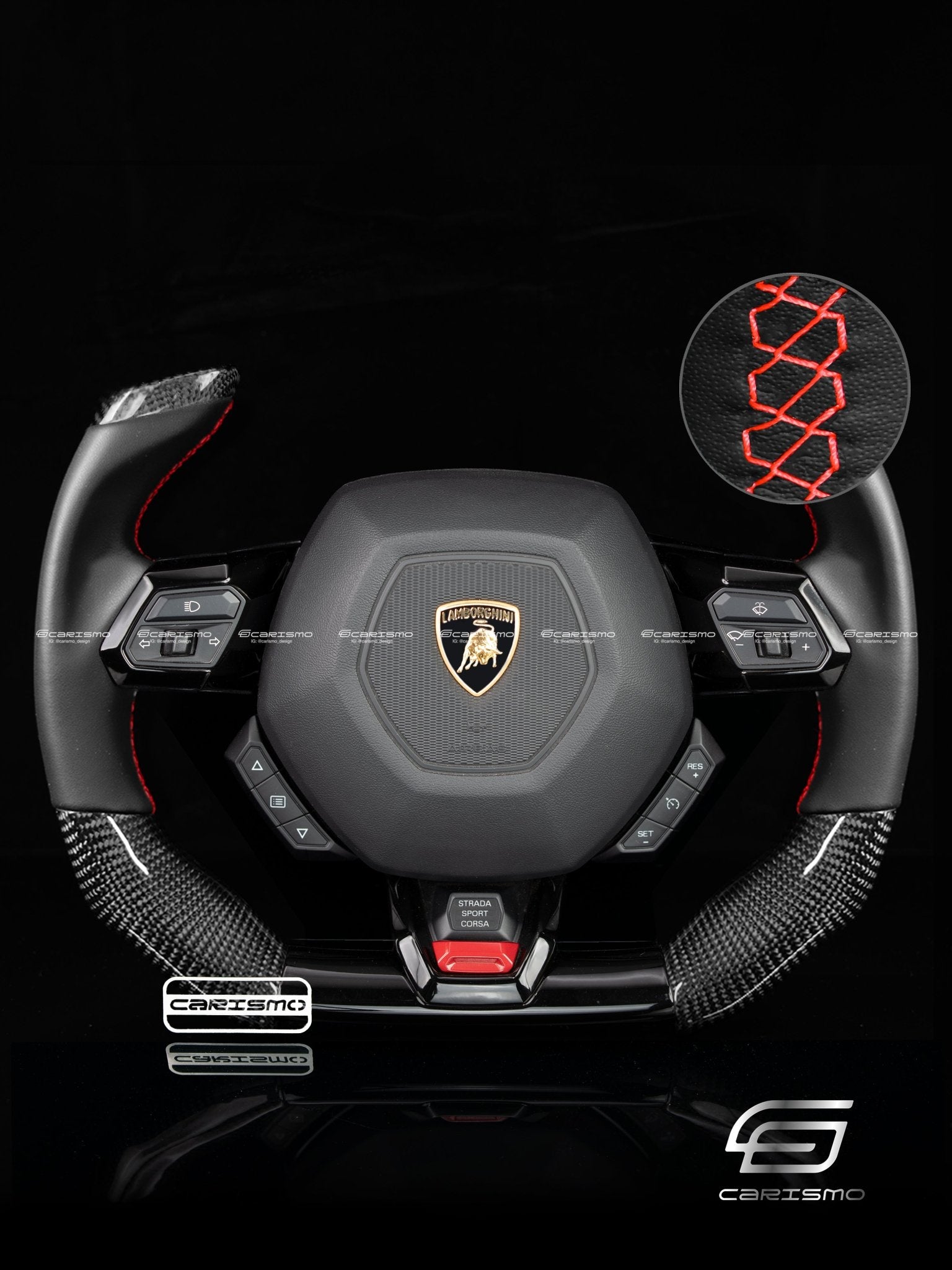 Carismo Steering Wheel For Lamborghini Huracan - F1 Competition - Gloss Carbon - Smooth Leather