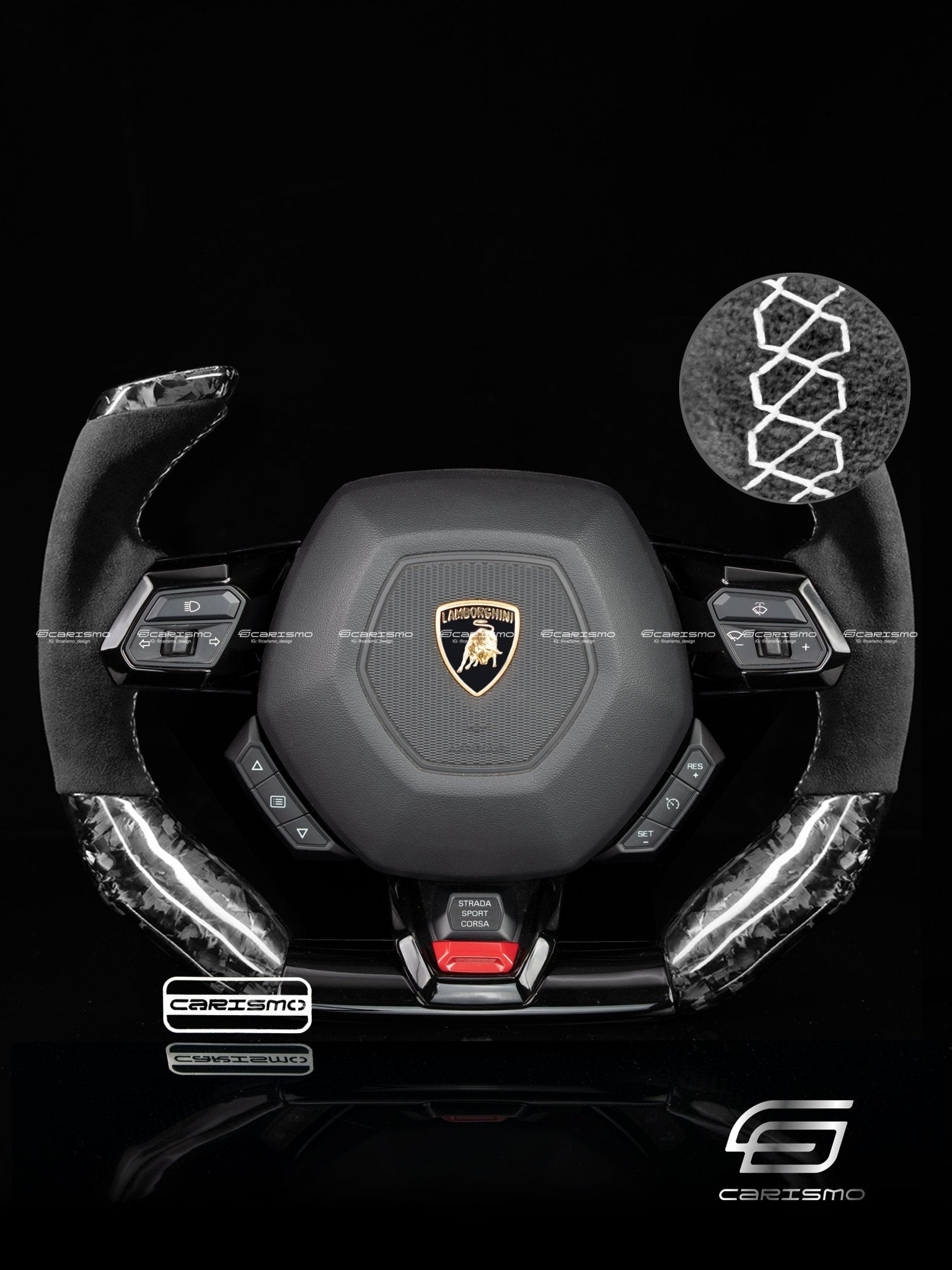 Carismo Steering Wheel For Lamborghini Huracan - F1 Competition - Gloss Forged Carbon - Alcantara