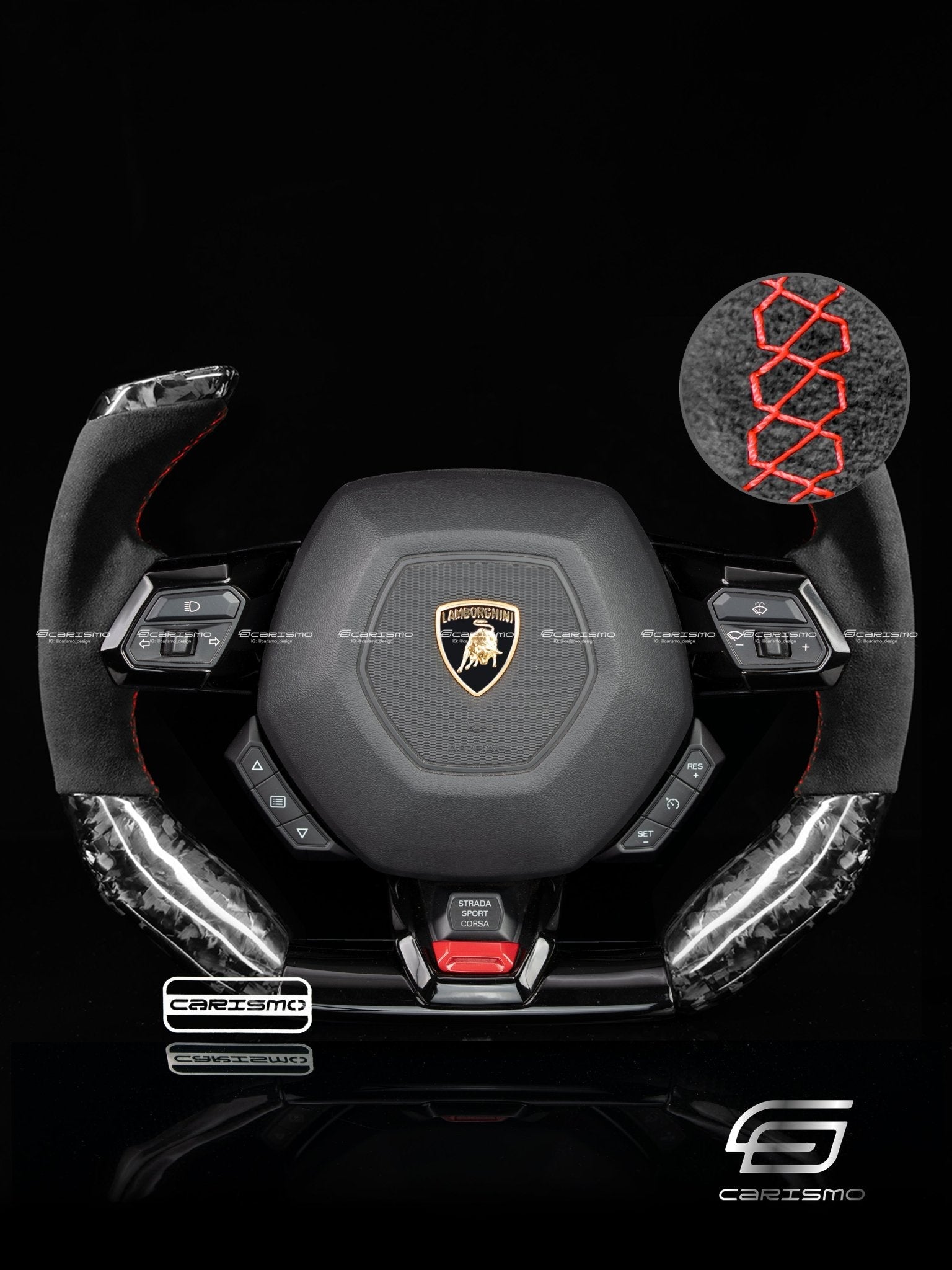 Carismo Steering Wheel For Lamborghini Huracan - F1 Competition - Gloss Forged Carbon - Alcantara