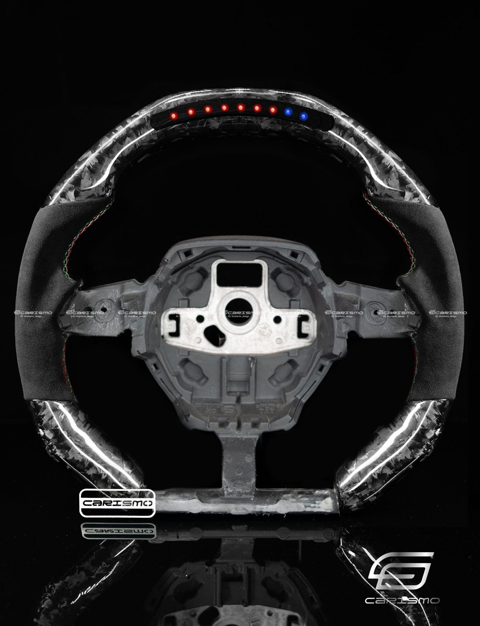 Carismo Steering Wheel For Lamborghini Huracan - Sequential RPM LED - Gloss Forged Carbon - Alcantara