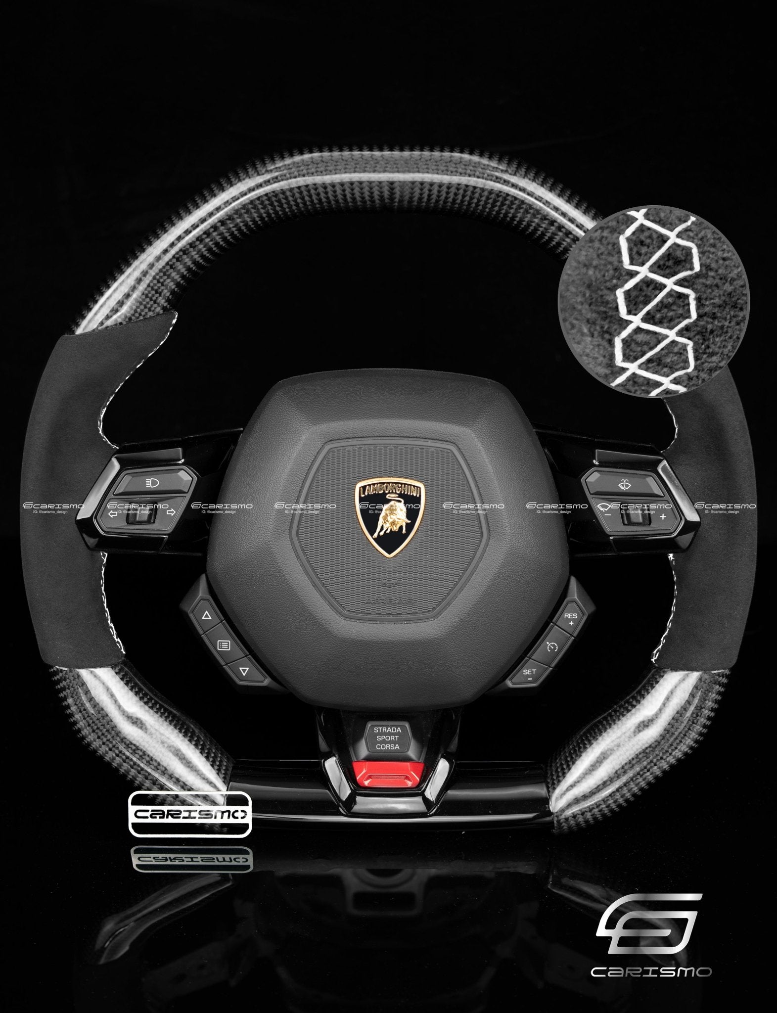 Carismo Steering Wheel For Lamborghini Huracan - Signature - Gloss Carbon - Alcantara