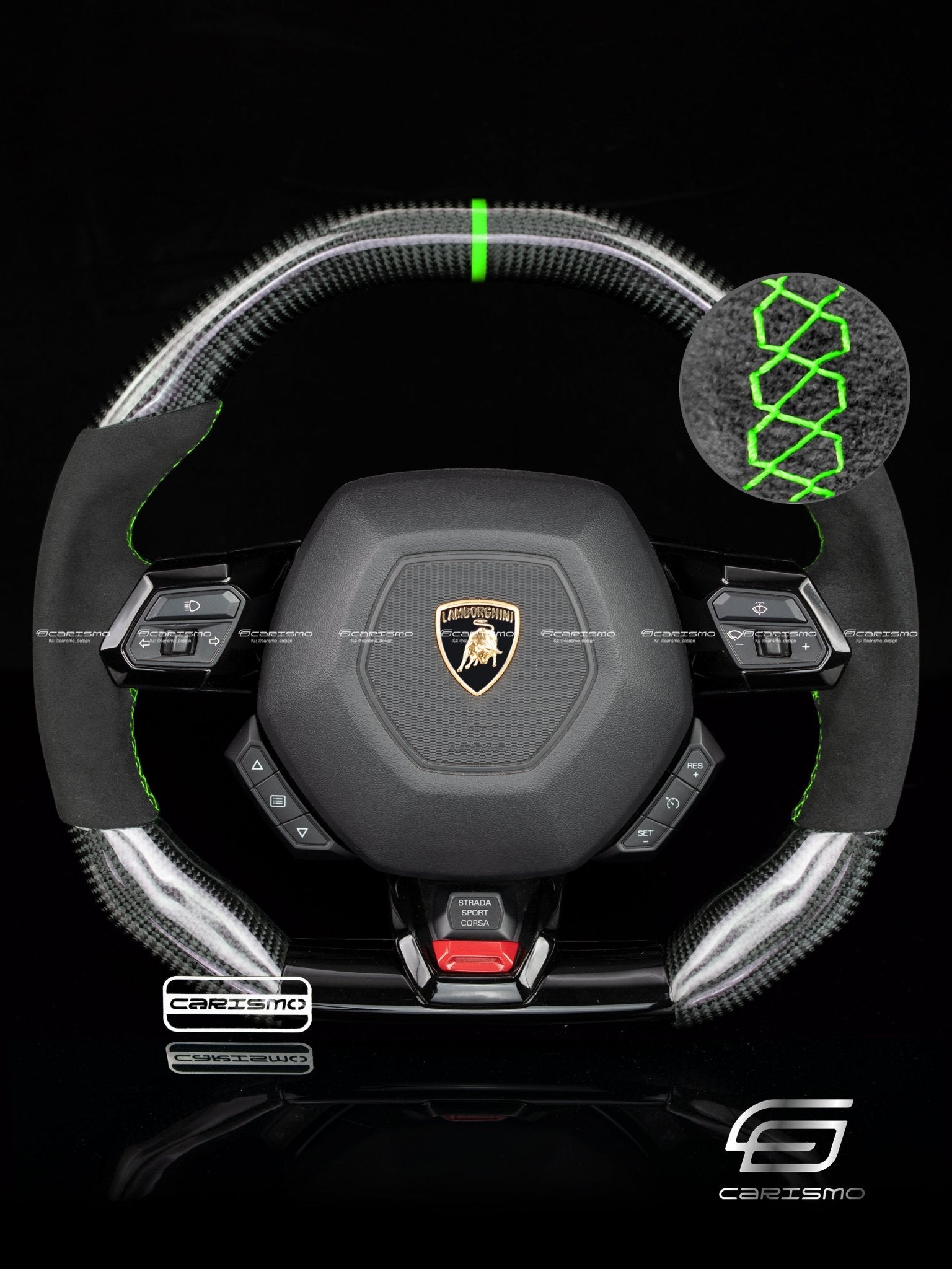 Carismo Steering Wheel For Lamborghini Huracan - Signature - Gloss Carbon - Alcantara