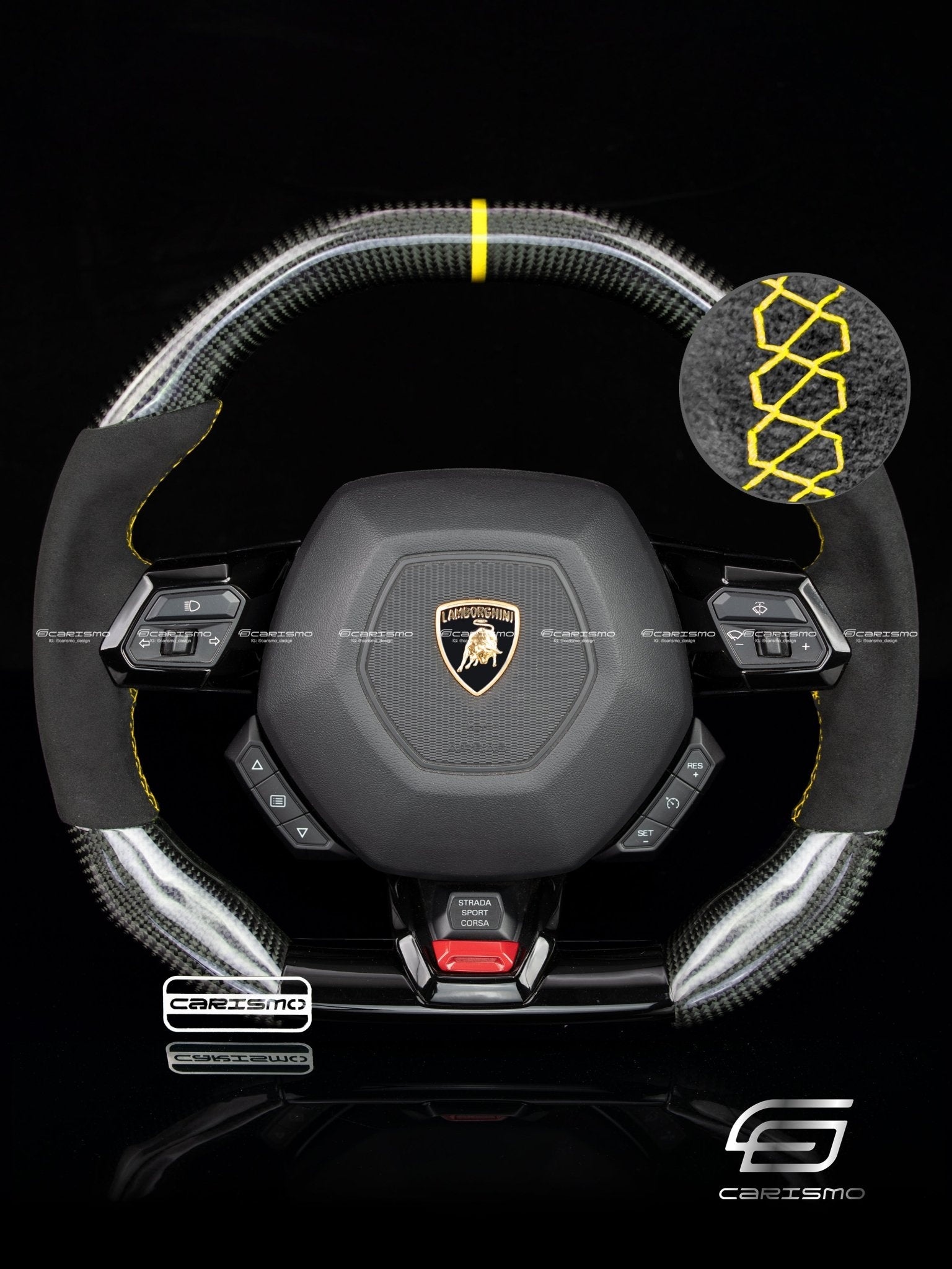 Carismo Steering Wheel For Lamborghini Huracan - Signature - Gloss Carbon - Alcantara
