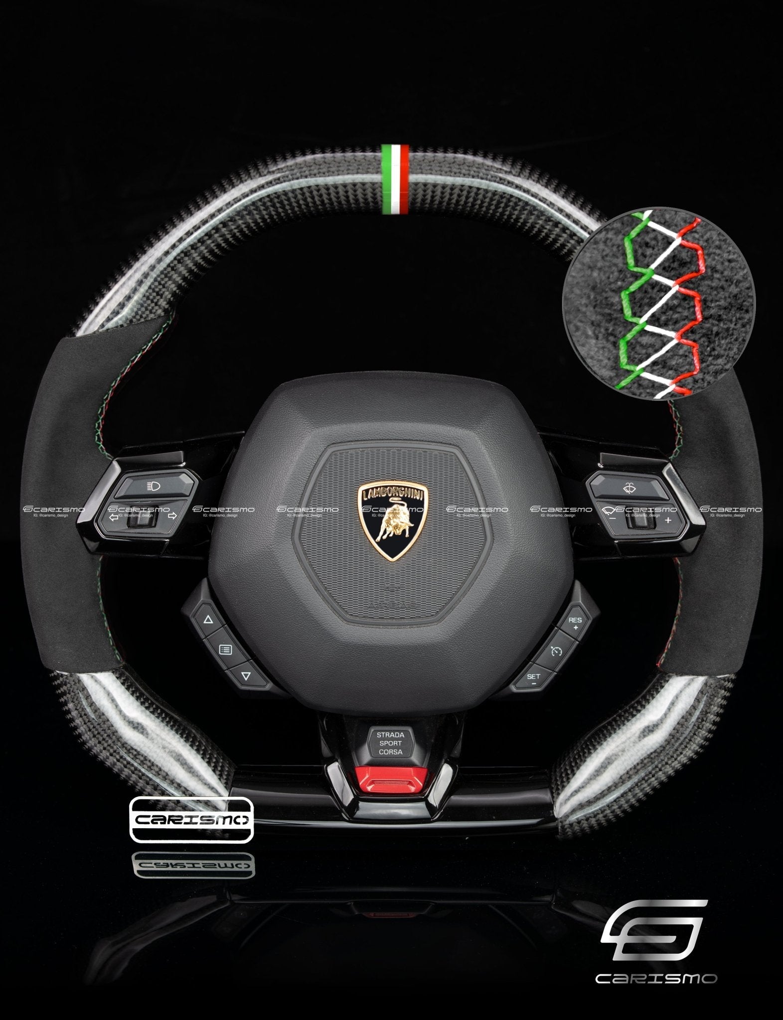 Carismo Steering Wheel For Lamborghini Huracan - Signature - Gloss Carbon - Alcantara