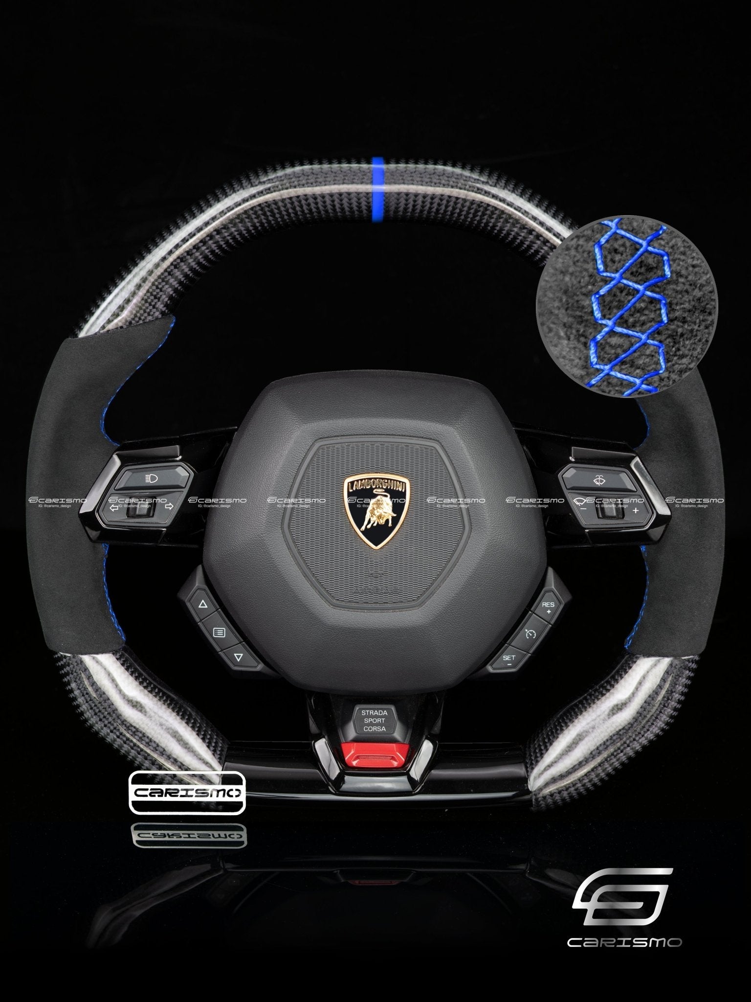 Carismo Steering Wheel For Lamborghini Huracan - Signature - Gloss Carbon - Alcantara
