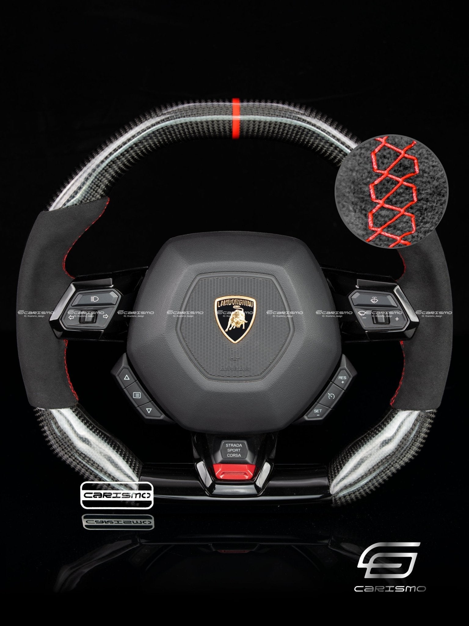Carismo Steering Wheel For Lamborghini Huracan - Signature - Gloss Carbon - Alcantara