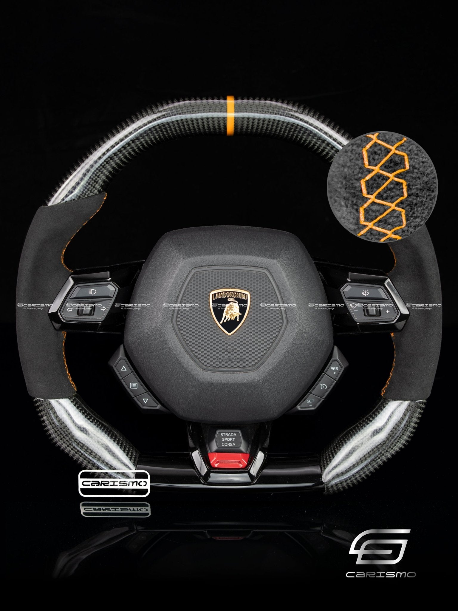 Carismo Steering Wheel For Lamborghini Huracan - Signature - Gloss Carbon - Alcantara