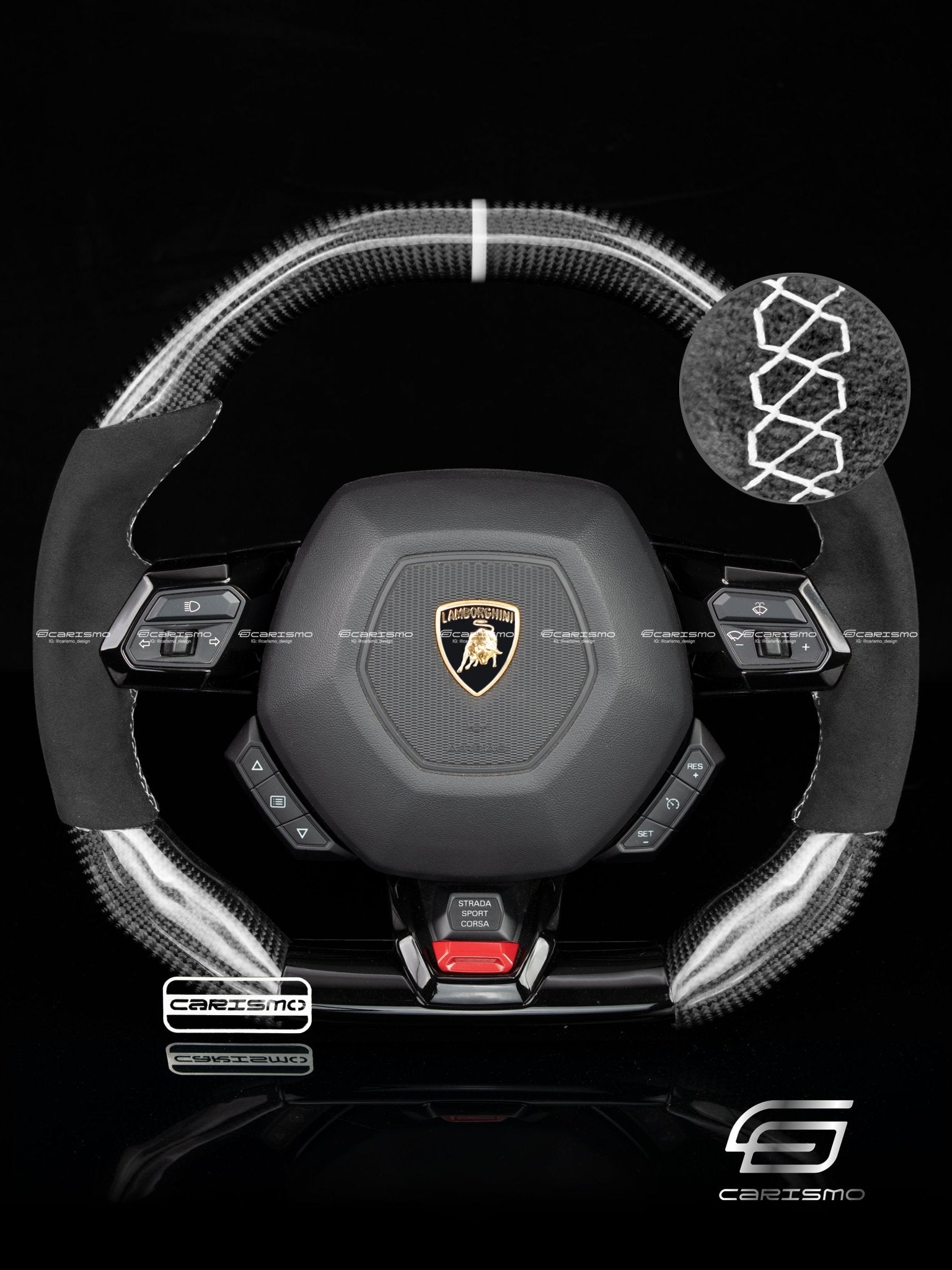 Carismo Steering Wheel For Lamborghini Huracan - Signature - Gloss Carbon - Alcantara