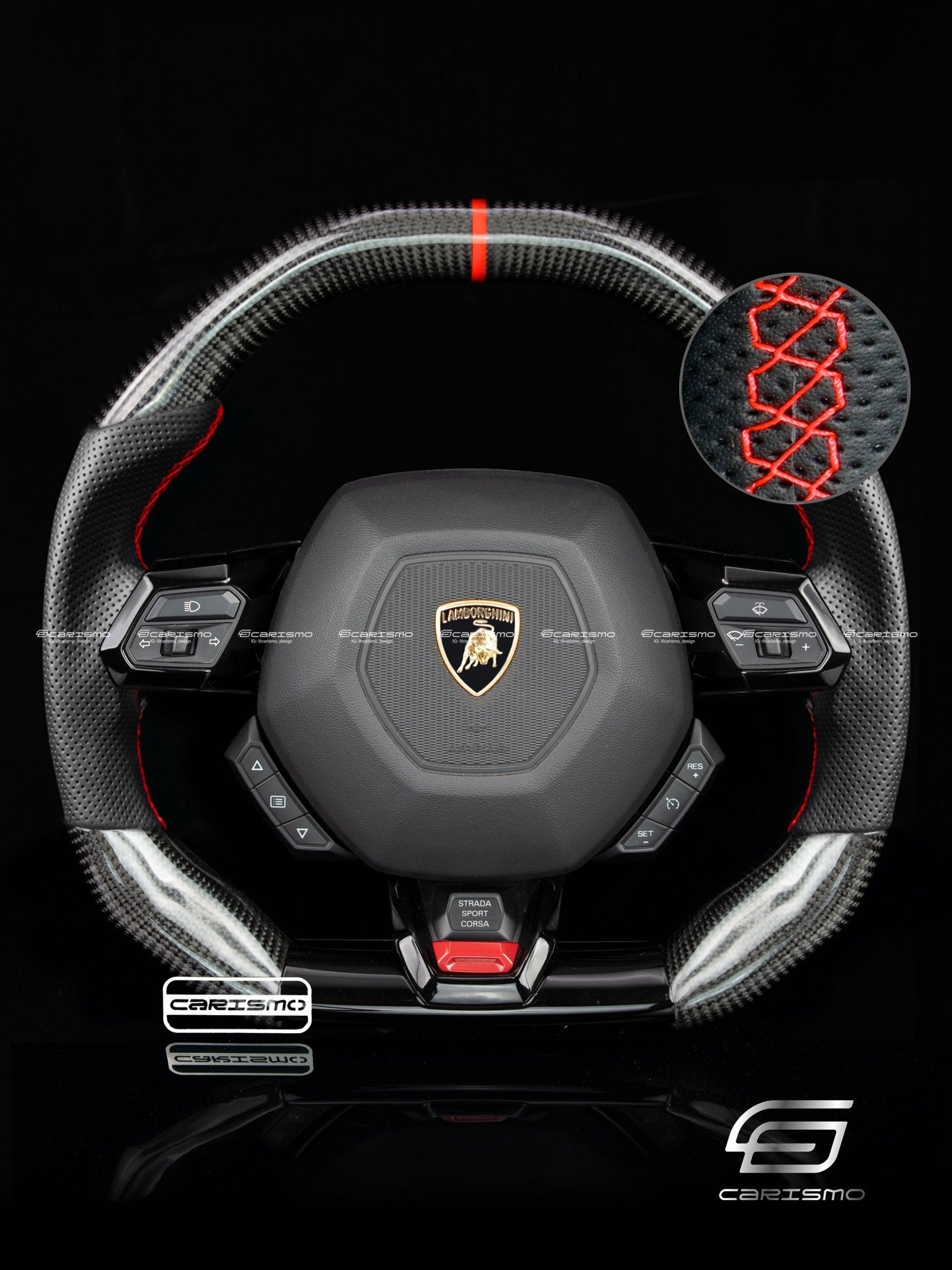 Carismo Steering Wheel For Lamborghini Huracan - Signature - Gloss Carbon - Perforated Leather