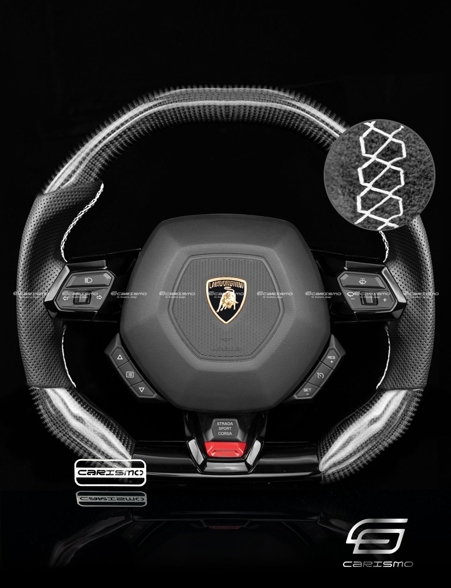 Carismo Steering Wheel For Lamborghini Huracan - Signature - Gloss Carbon - Perforated Leather