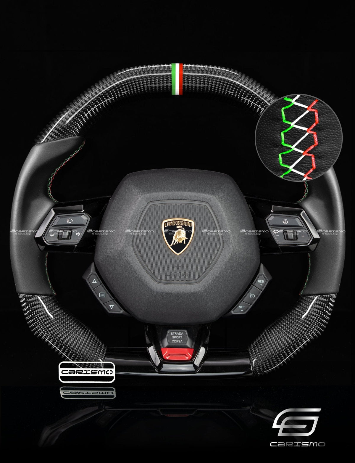 Carismo Steering Wheel For Lamborghini Huracan - Signature - Gloss Carbon - Smooth Leather