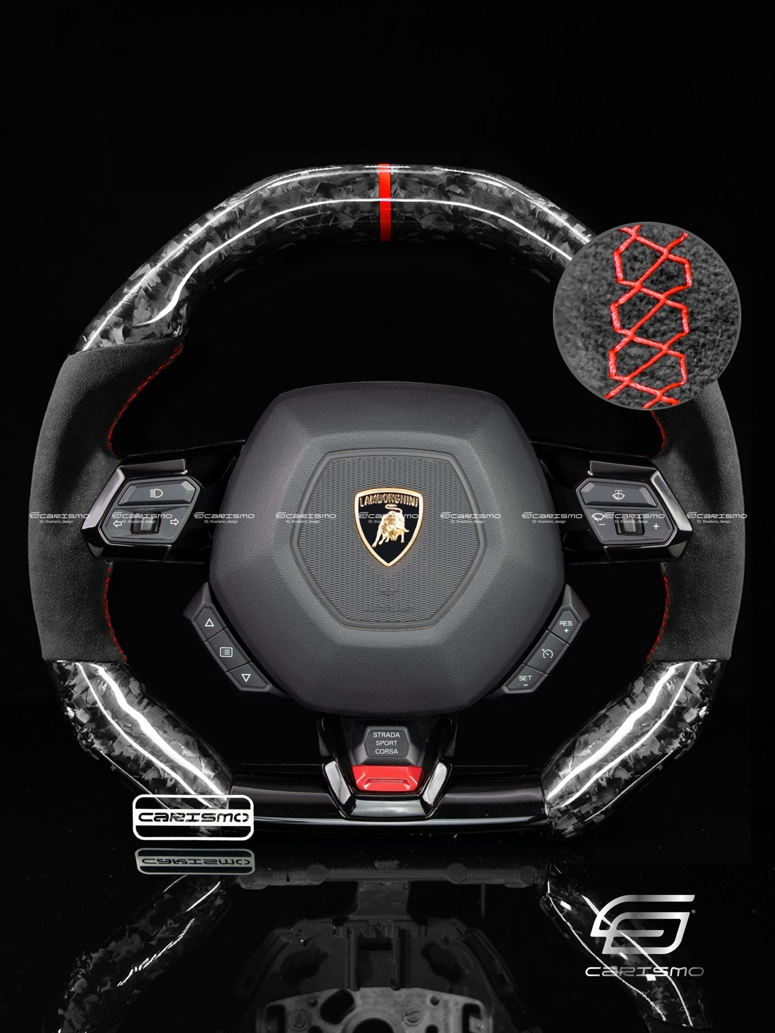 Carismo Steering Wheel For Lamborghini Huracan - Signature - Gloss Forged Carbon - Alcantara