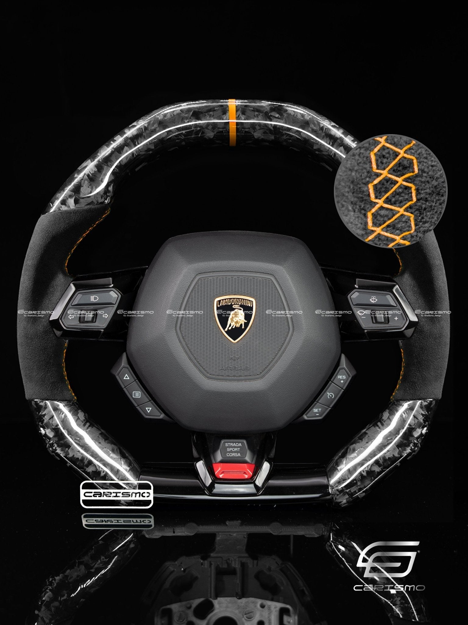 Carismo Steering Wheel For Lamborghini Huracan - Signature - Gloss Forged Carbon - Alcantara