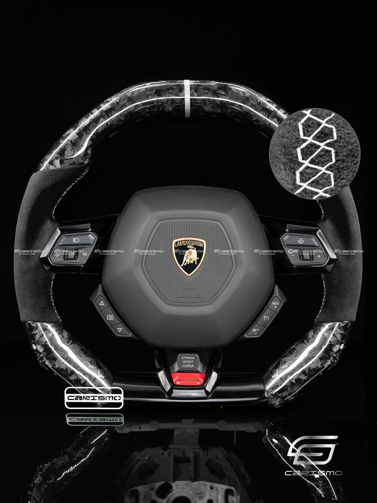 Carismo Steering Wheel For Lamborghini Huracan - Signature - Gloss Forged Carbon - Alcantara