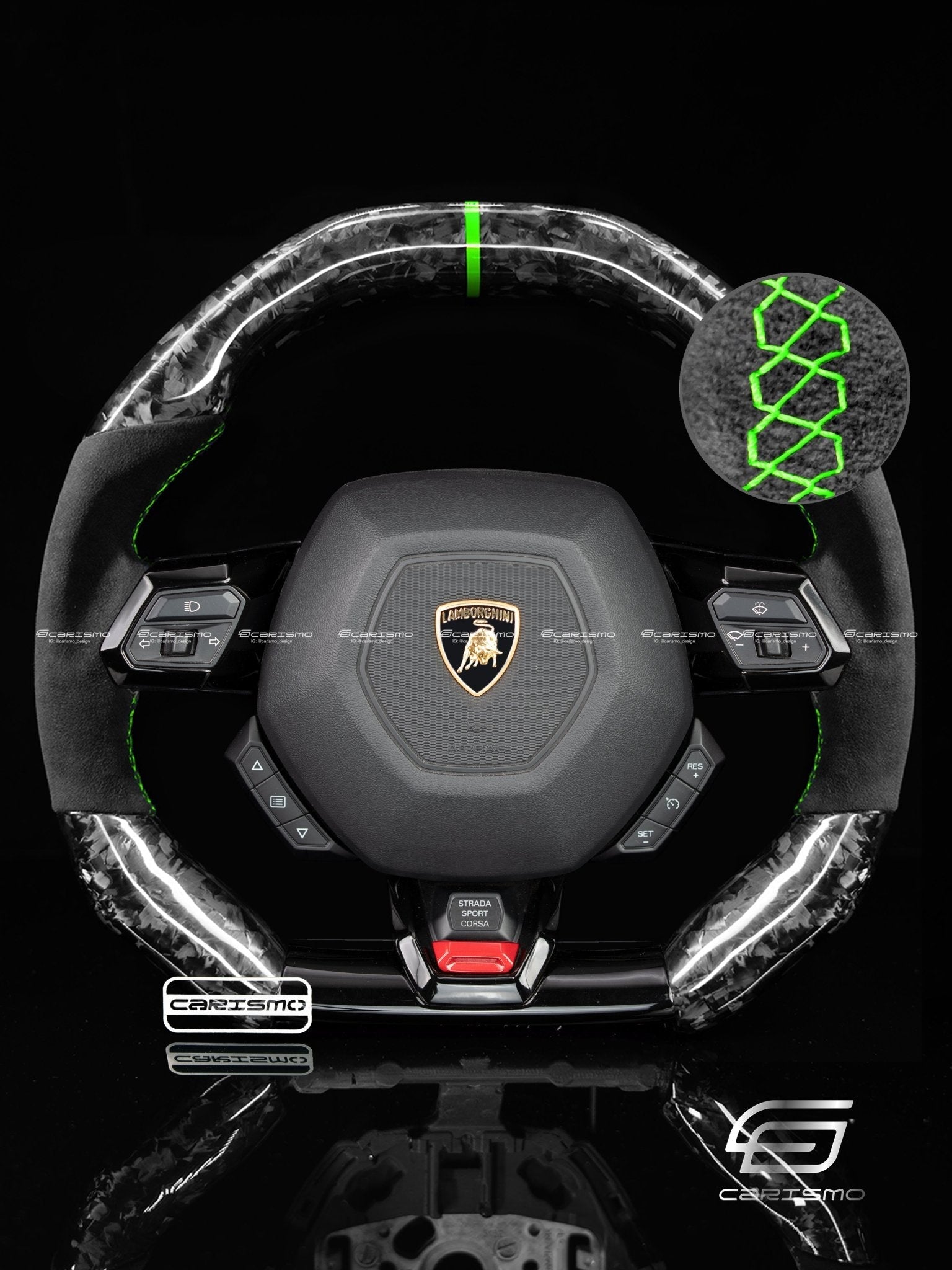Carismo Steering Wheel For Lamborghini Huracan - Signature - Gloss Forged Carbon - Alcantara