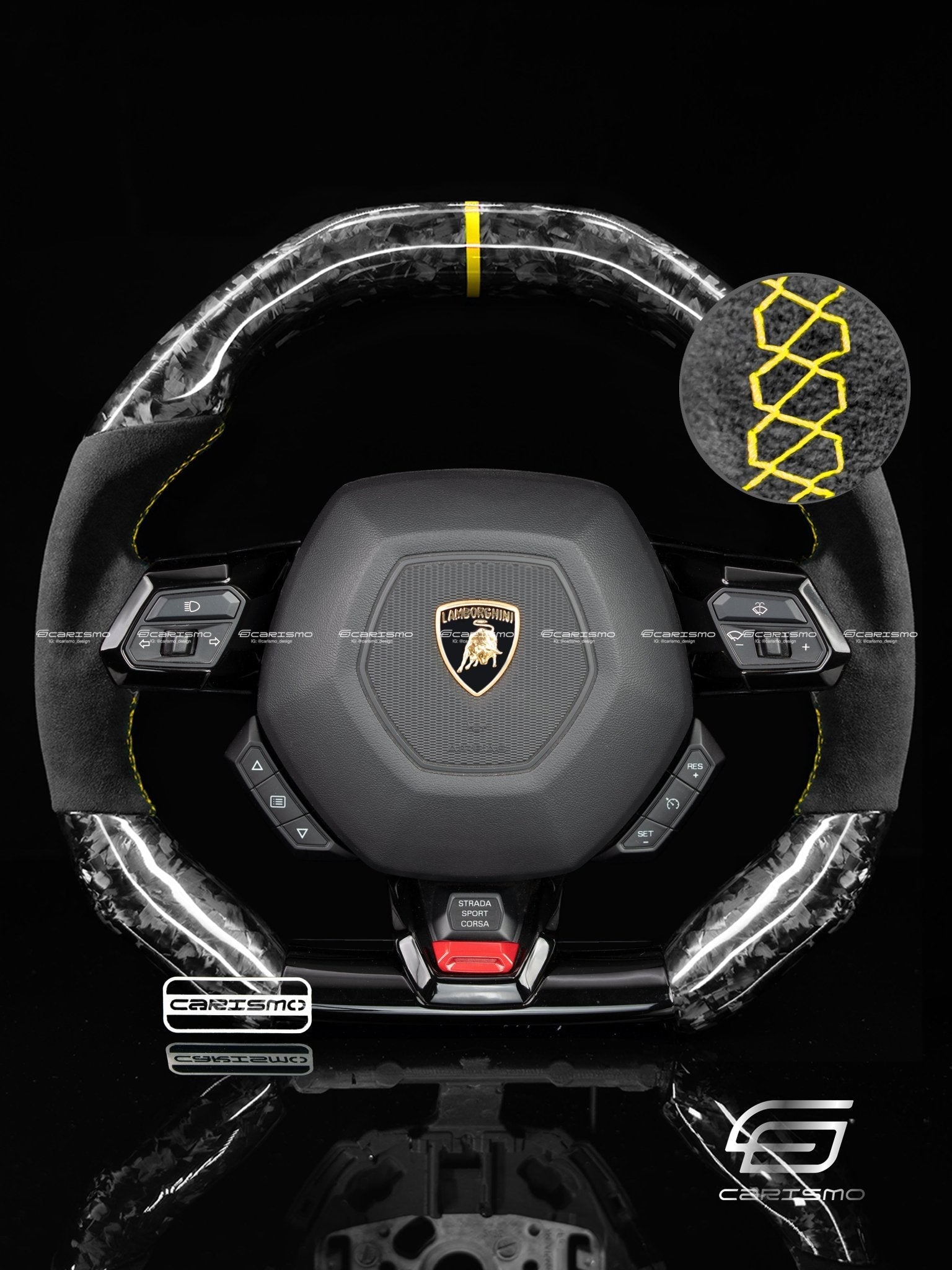 Carismo Steering Wheel For Lamborghini Huracan - Signature - Gloss Forged Carbon - Alcantara