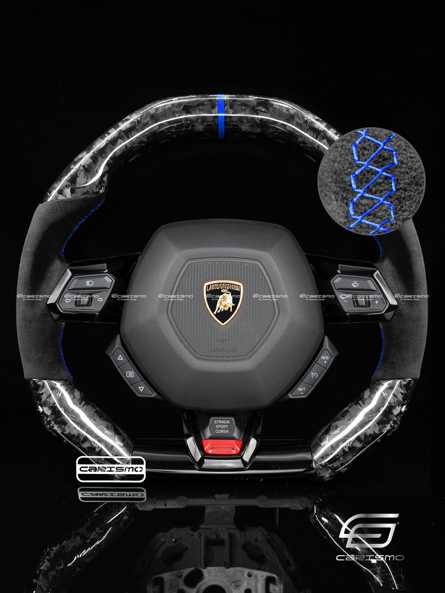 Carismo Steering Wheel For Lamborghini Huracan - Signature - Gloss Forged Carbon - Alcantara