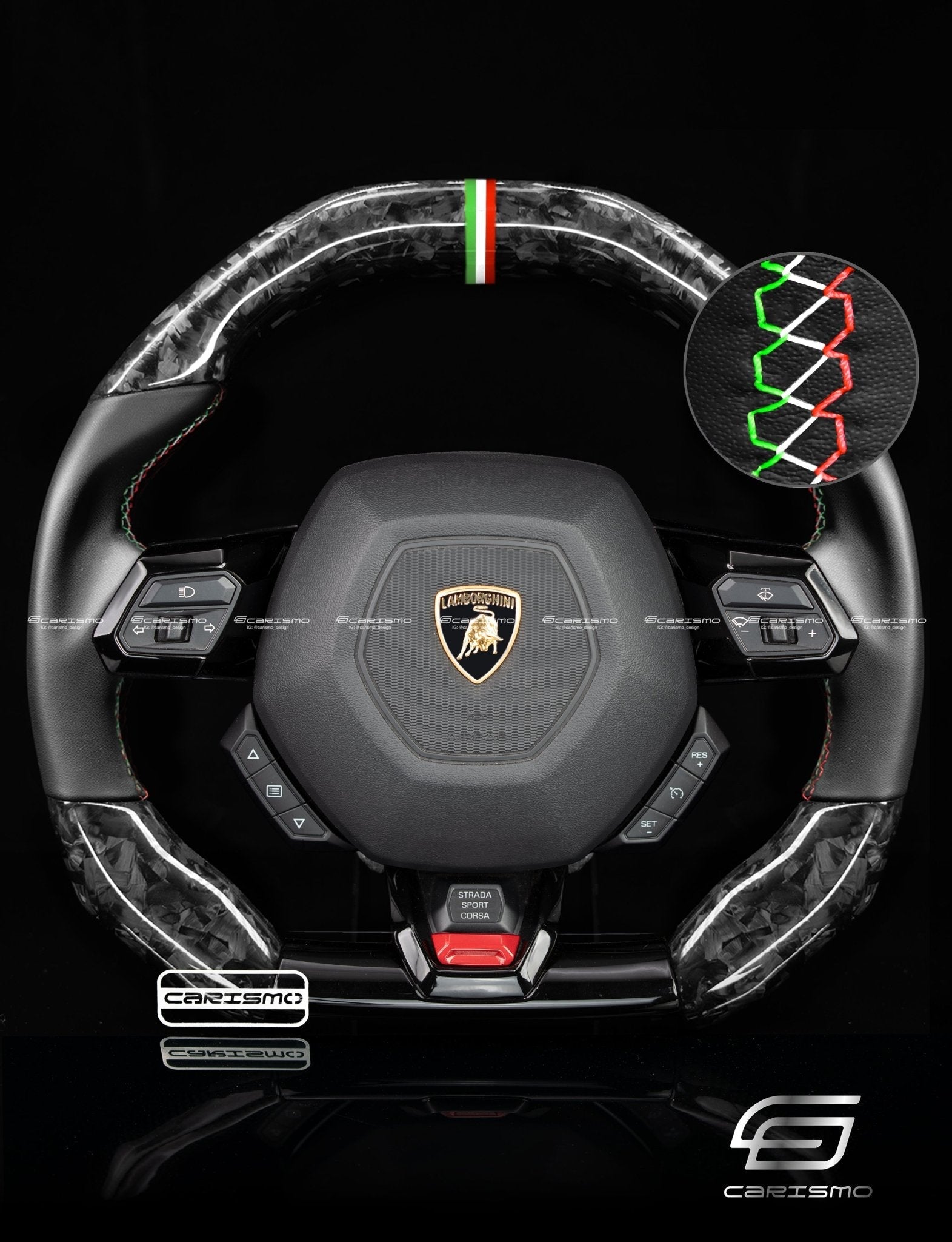 Carismo Steering Wheel For Lamborghini Huracan - Signature - Gloss Forged Carbon - Smooth Leather