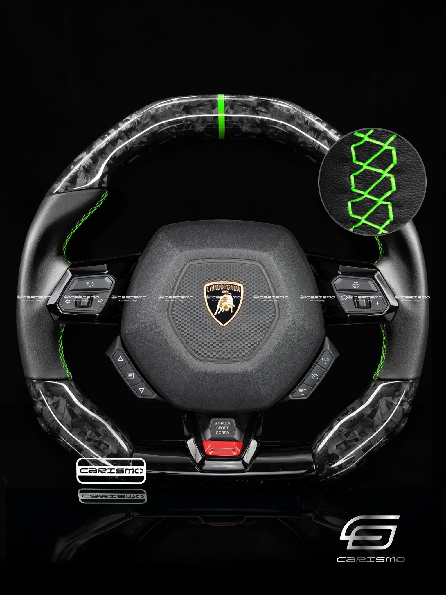 Carismo Steering Wheel For Lamborghini Huracan - Signature - Gloss Forged Carbon - Smooth Leather