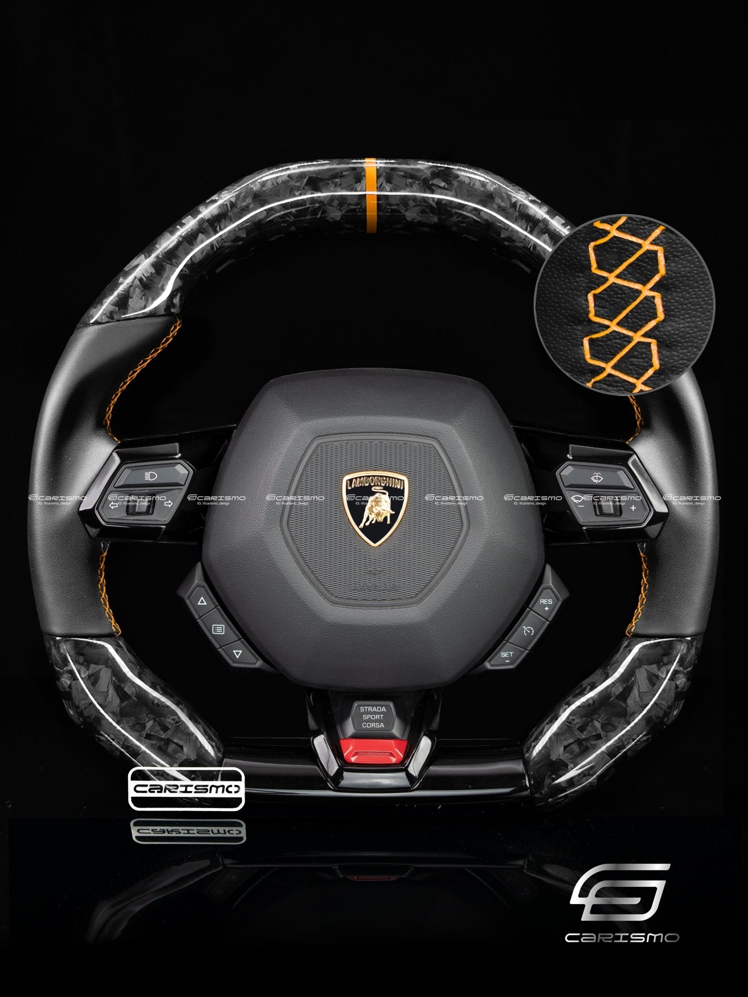 Carismo Steering Wheel For Lamborghini Huracan - Signature - Gloss Forged Carbon - Smooth Leather