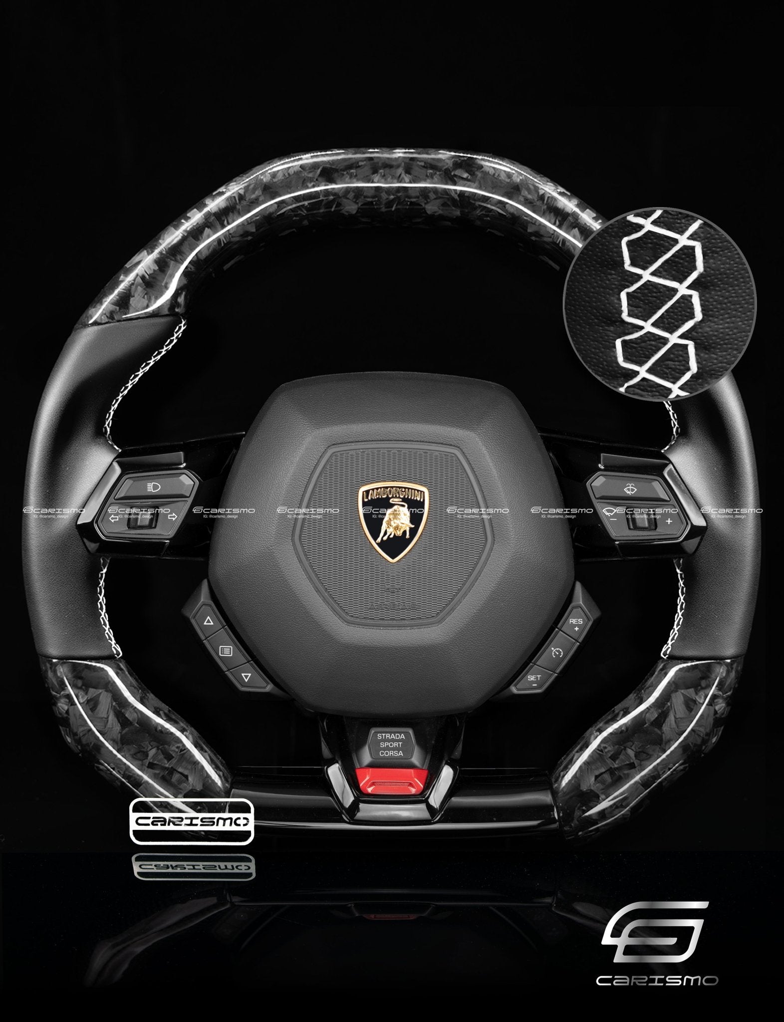 Carismo Steering Wheel For Lamborghini Huracan - Signature - Gloss Forged Carbon - Smooth Leather