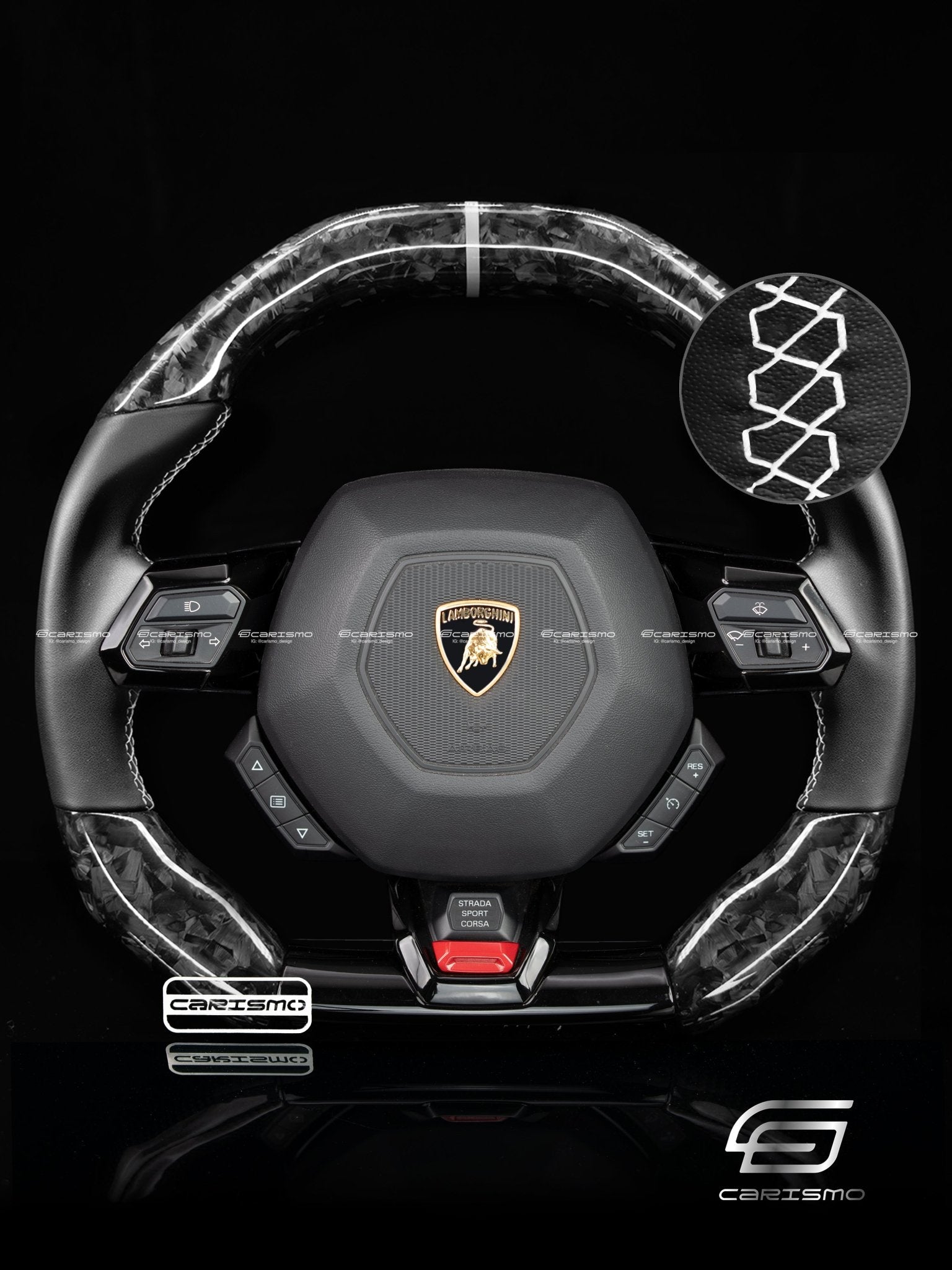 Carismo Steering Wheel For Lamborghini Huracan - Signature - Gloss Forged Carbon - Smooth Leather