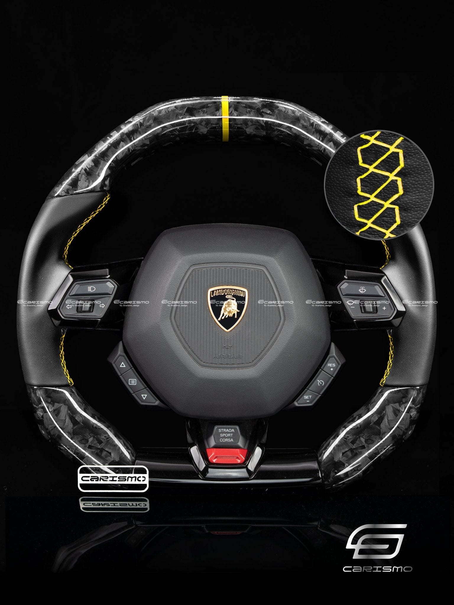 Carismo Steering Wheel For Lamborghini Huracan - Signature - Gloss Forged Carbon - Smooth Leather