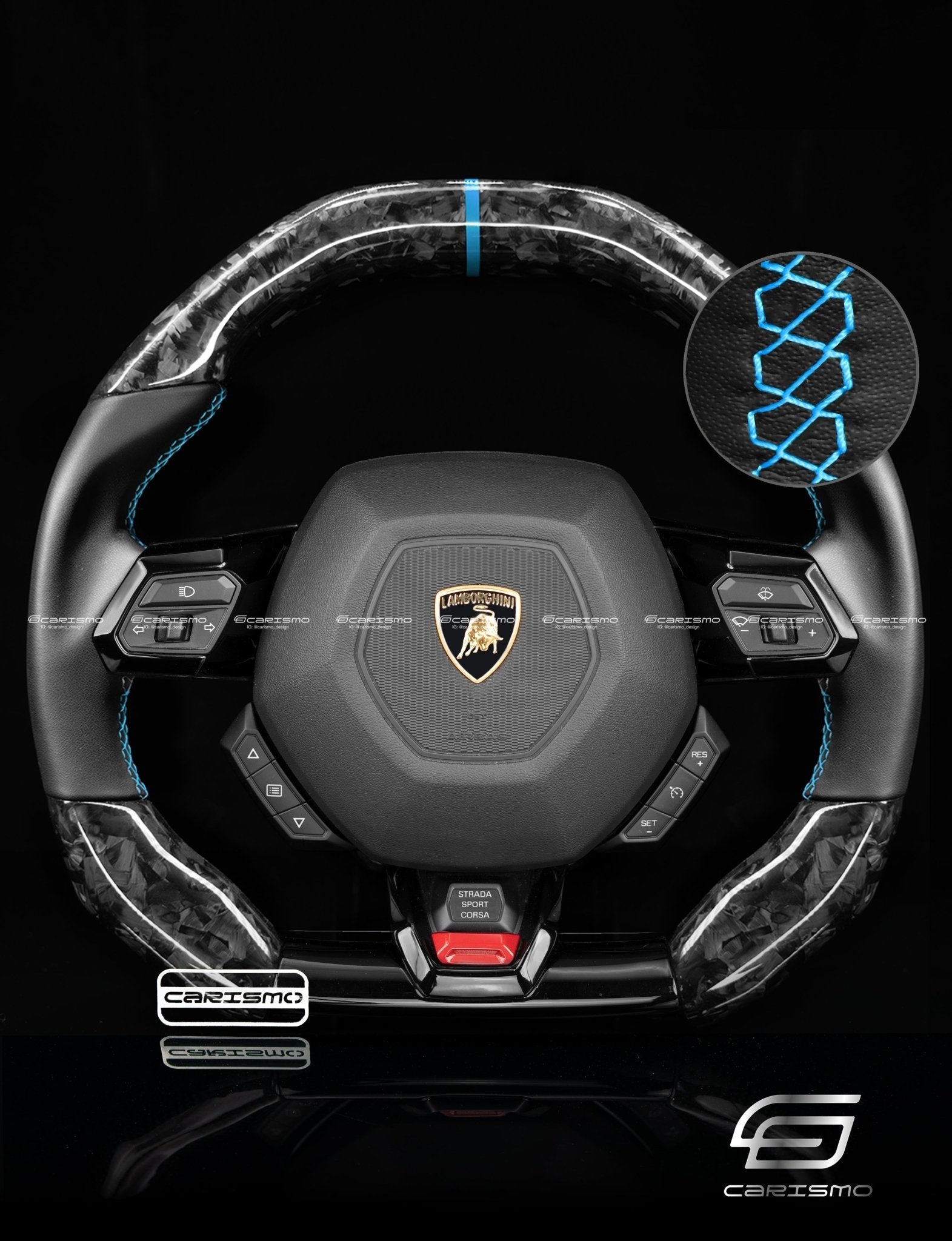 Carismo Steering Wheel For Lamborghini Huracan - Signature - Gloss Forged Carbon - Smooth Leather