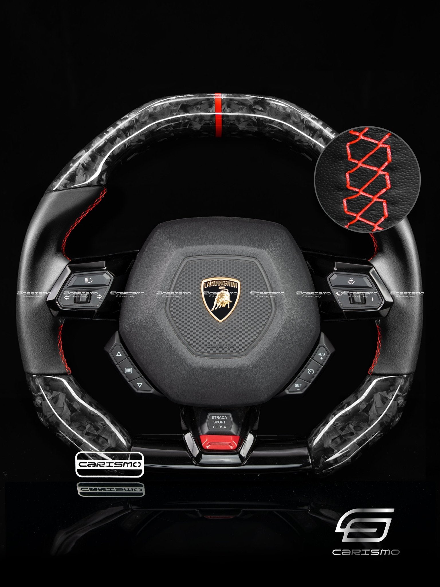 Carismo Steering Wheel For Lamborghini Huracan - Signature - Gloss Forged Carbon - Smooth Leather