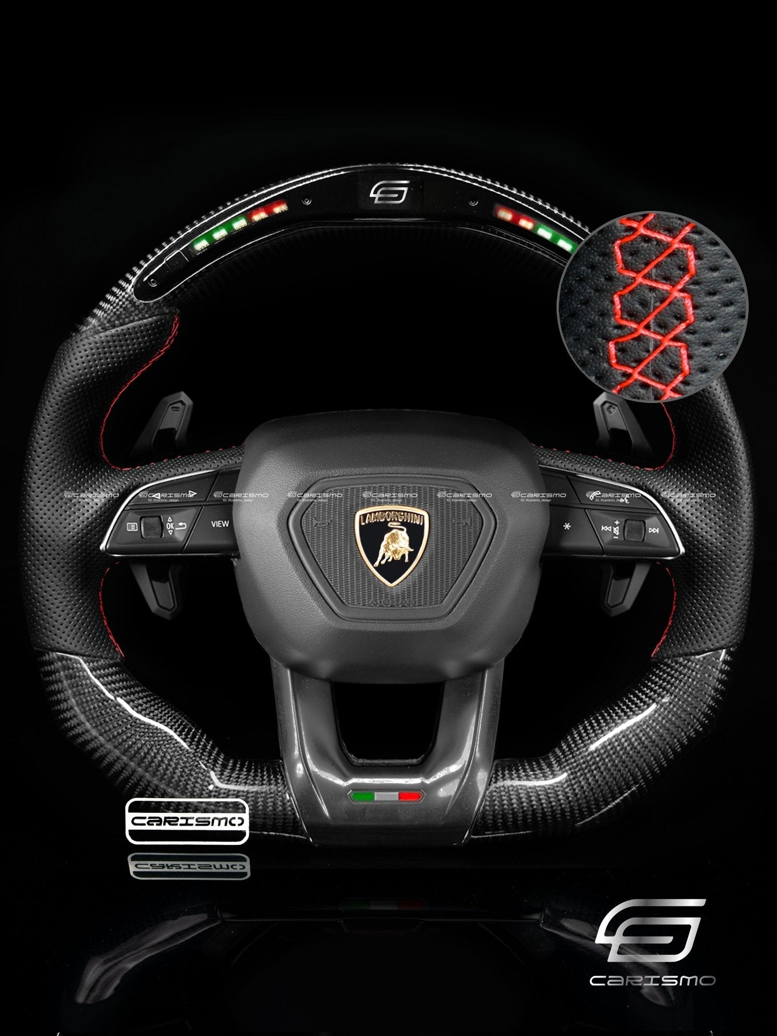 Carismo Steering Wheel For Lamborghini Urus - Classic RPM LED - Gloss Carbon - Perforated Leather