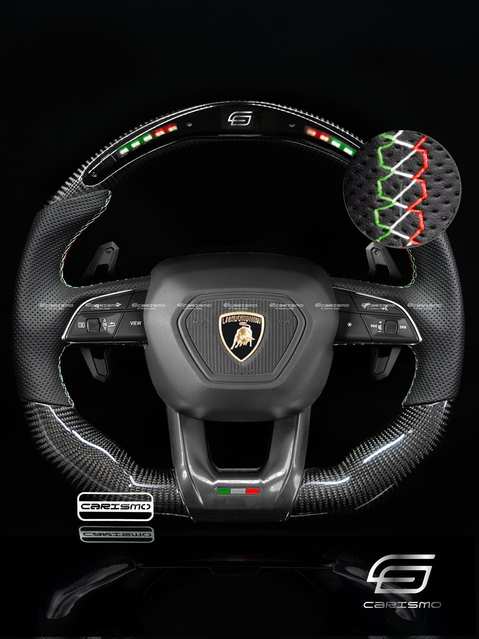 Carismo Steering Wheel For Lamborghini Urus - Classic RPM LED - Gloss Carbon - Perforated Leather
