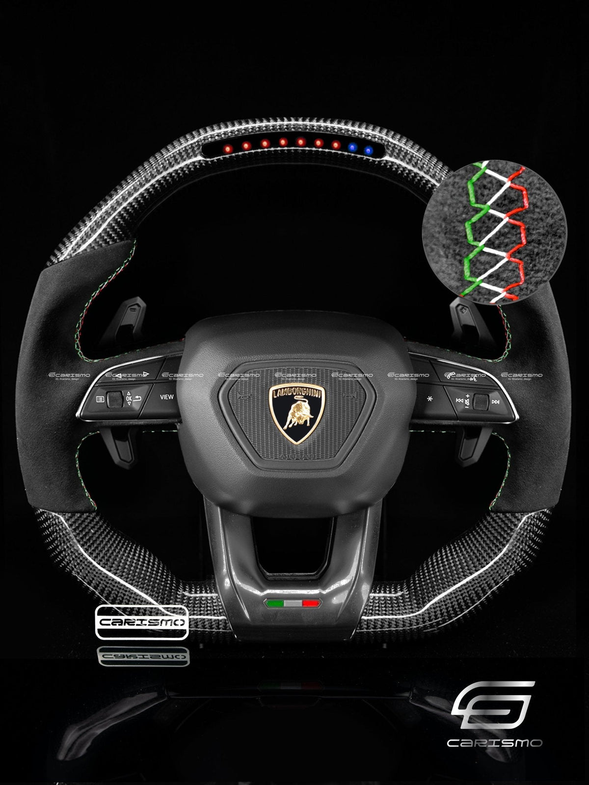 Carismo Steering Wheel For Lamborghini Urus - Sequential RPM LED - Gloss Carbon - Alcantara