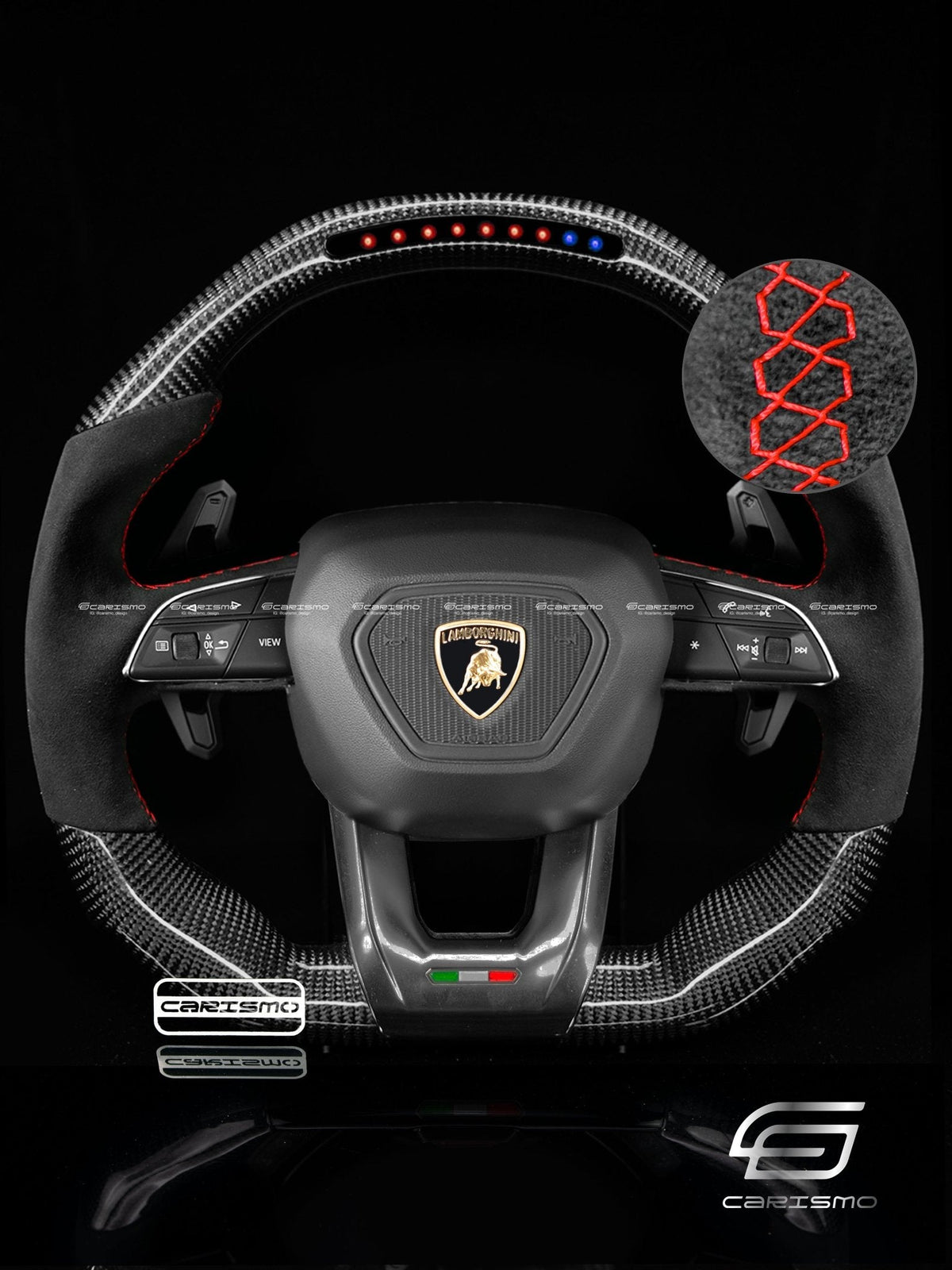 Carismo Steering Wheel For Lamborghini Urus - Sequential RPM LED - Gloss Carbon - Alcantara