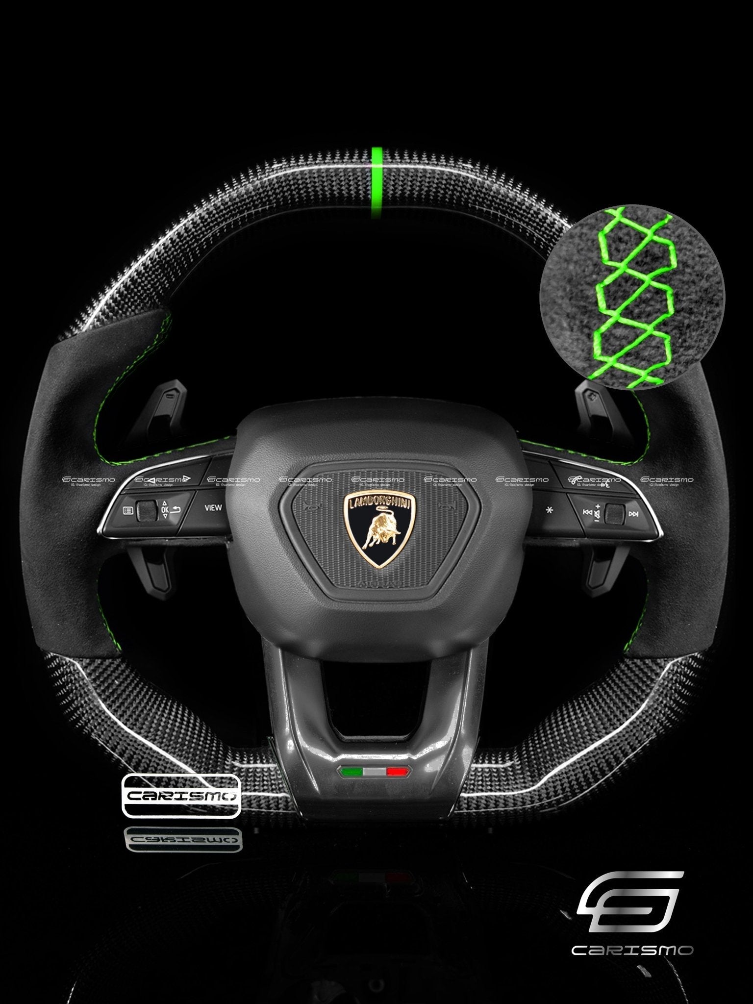 Carismo Steering Wheel For Lamborghini Urus - Signature - Gloss Carbon - Alcantara