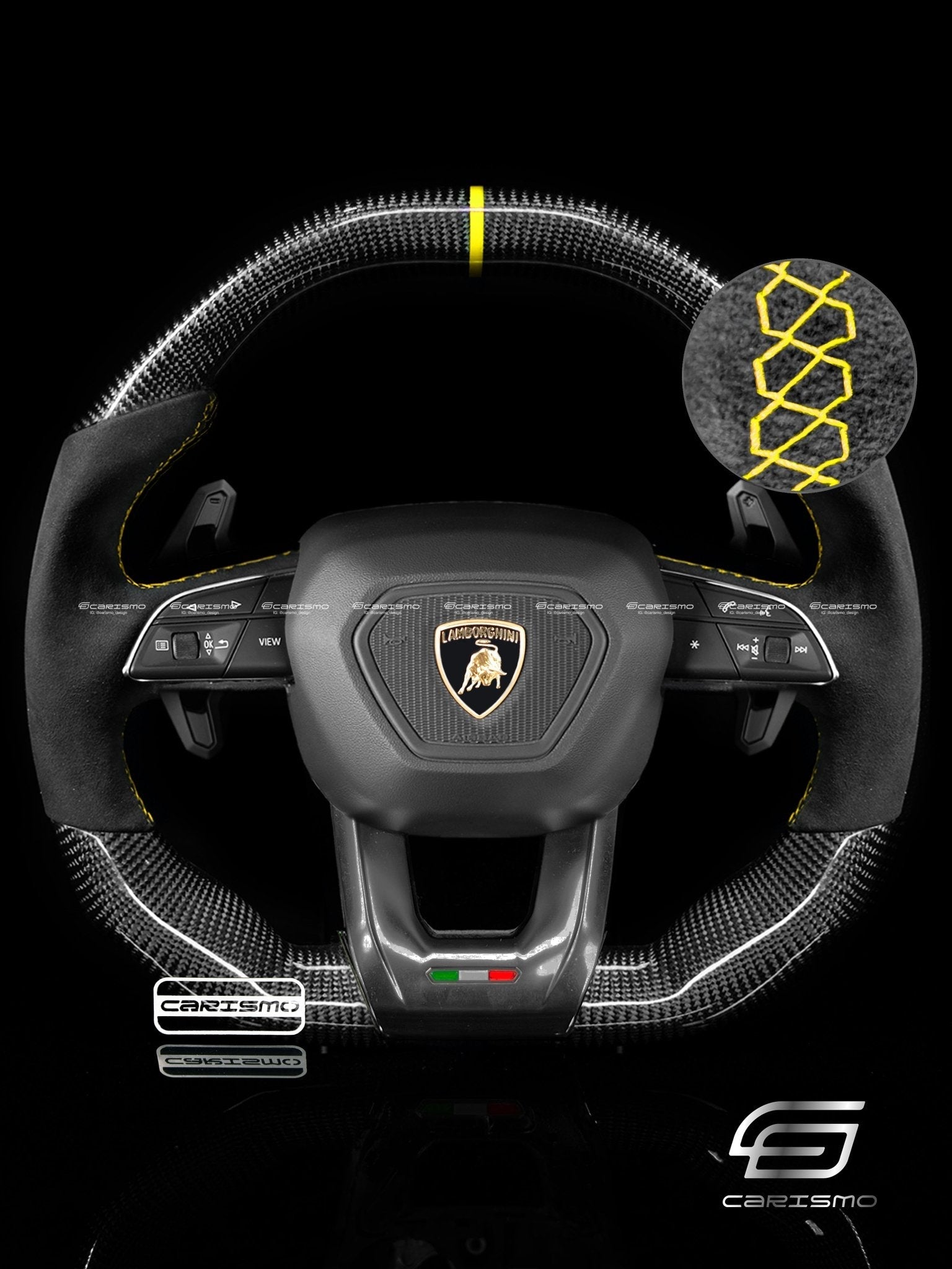 Carismo Steering Wheel For Lamborghini Urus - Signature - Gloss Carbon - Alcantara