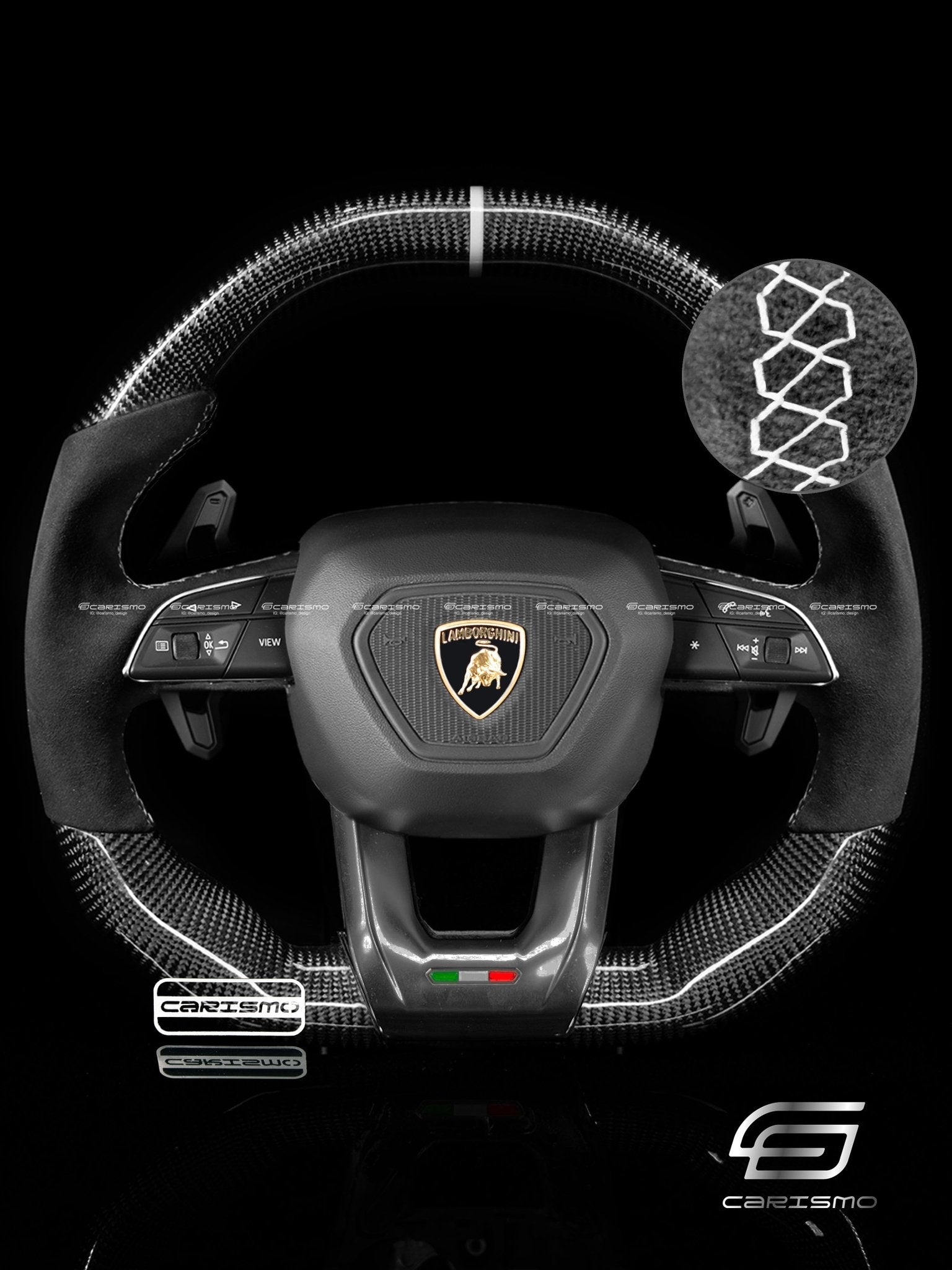 Carismo Steering Wheel For Lamborghini Urus - Signature - Gloss Carbon - Alcantara